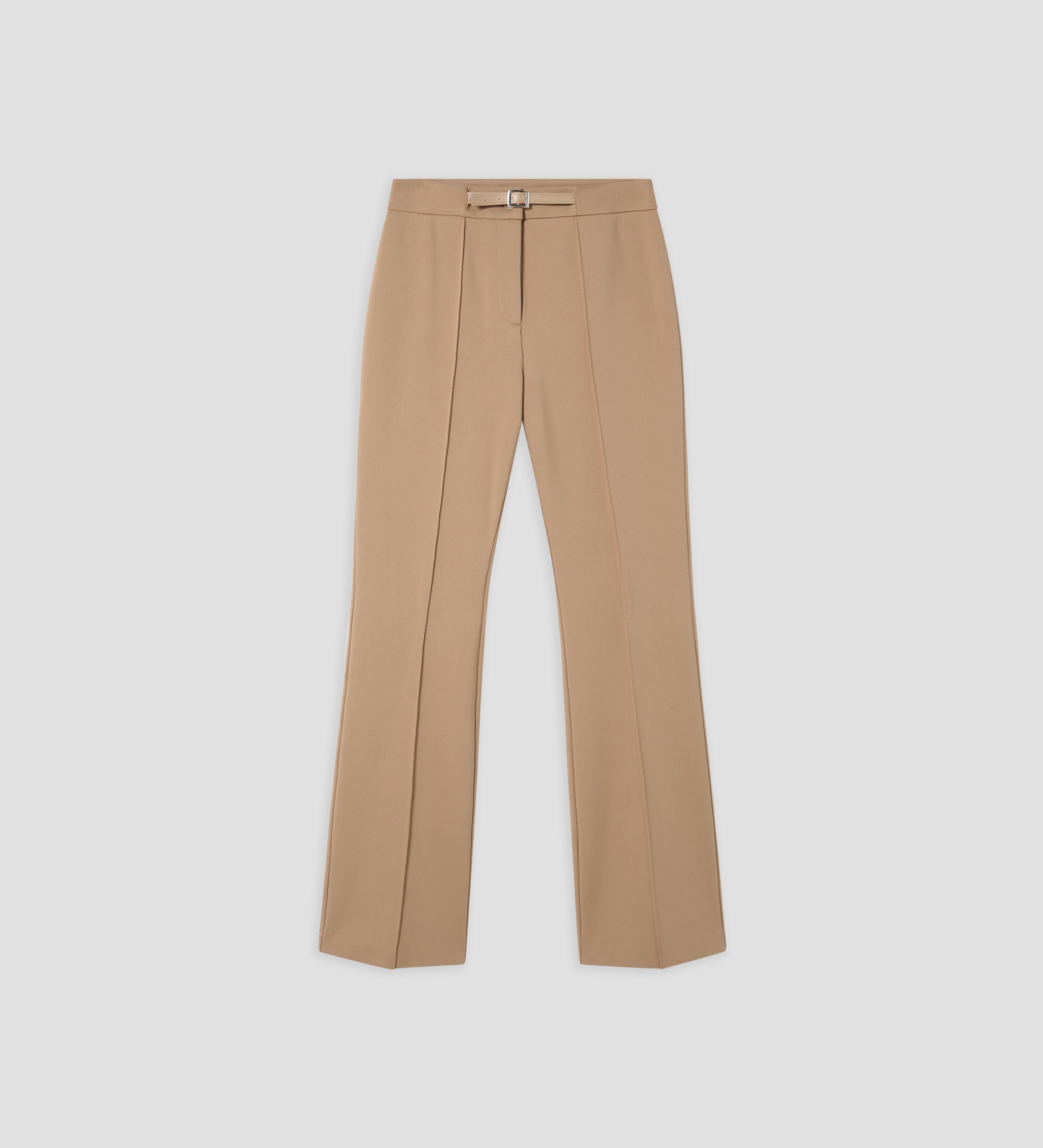 Elastic flared trousers with belt