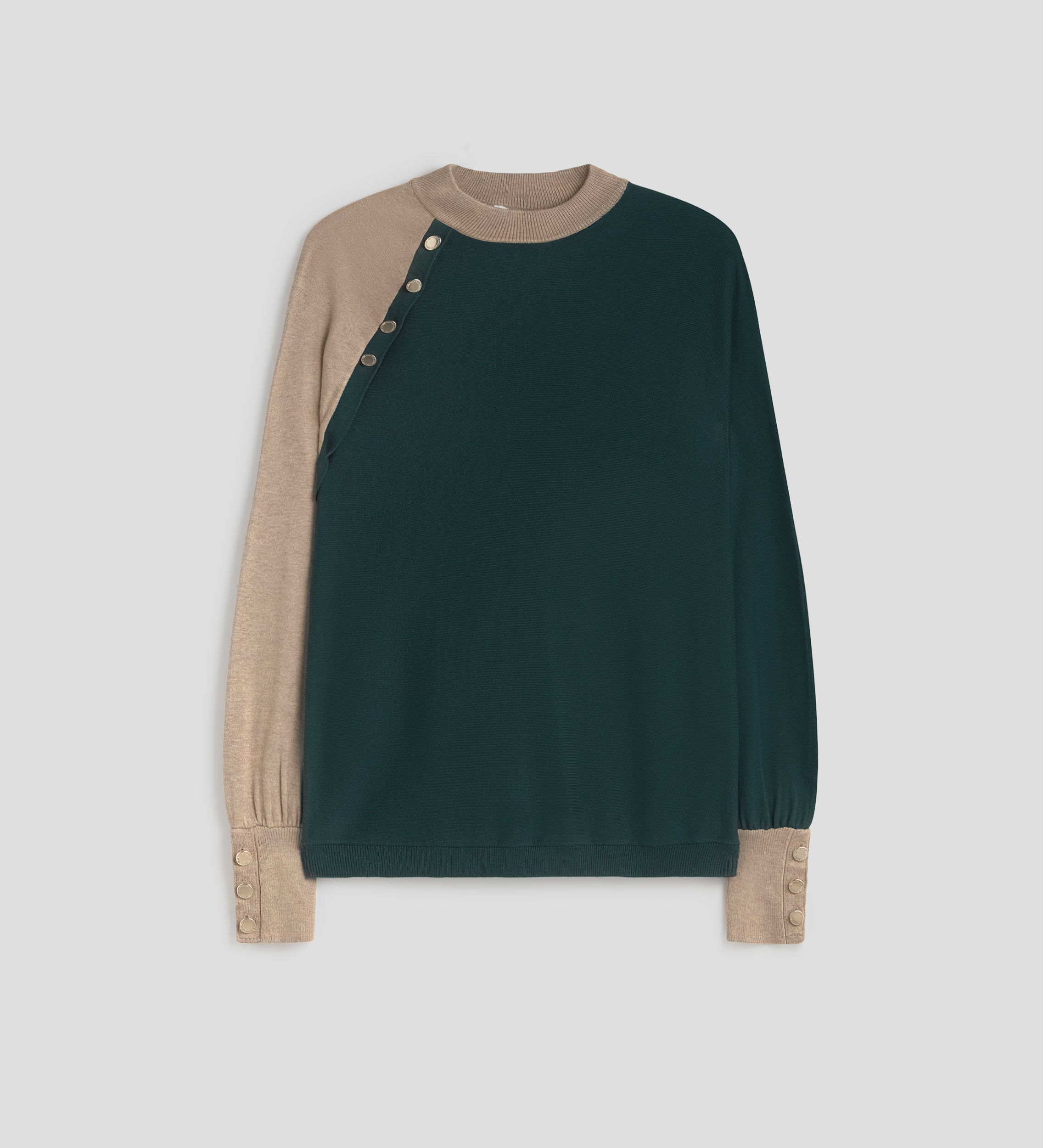 Two-tone buttoned sweater