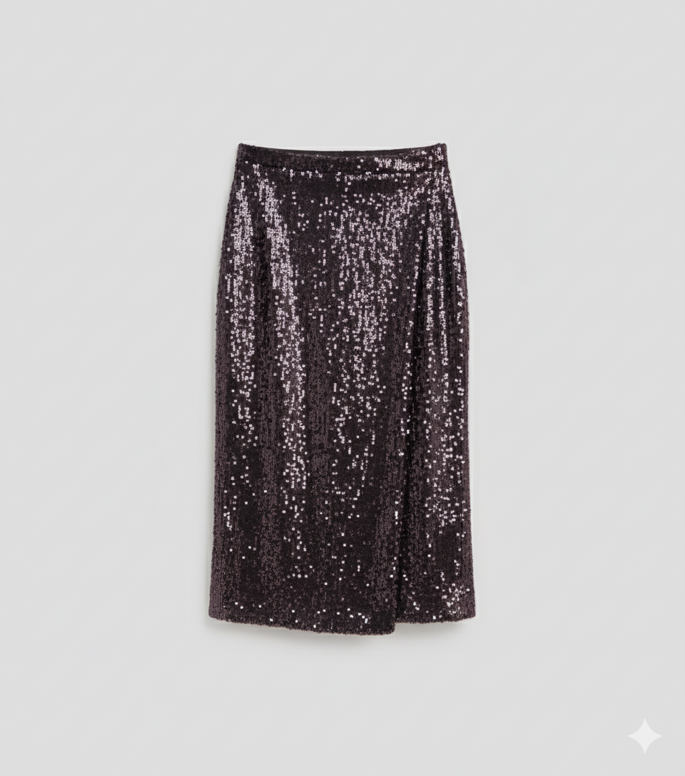 Falda midi lentejuelas