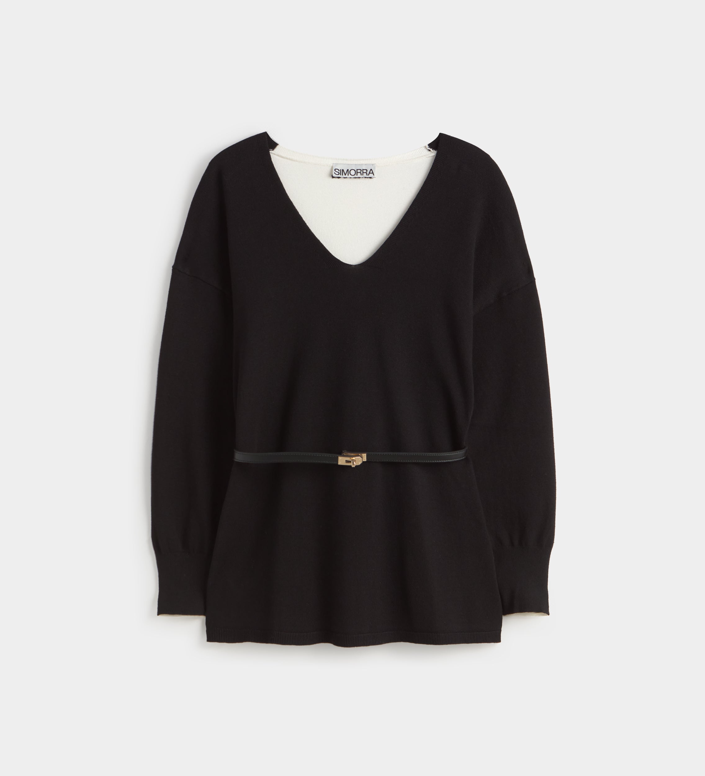 Pull bicolore à ceinture