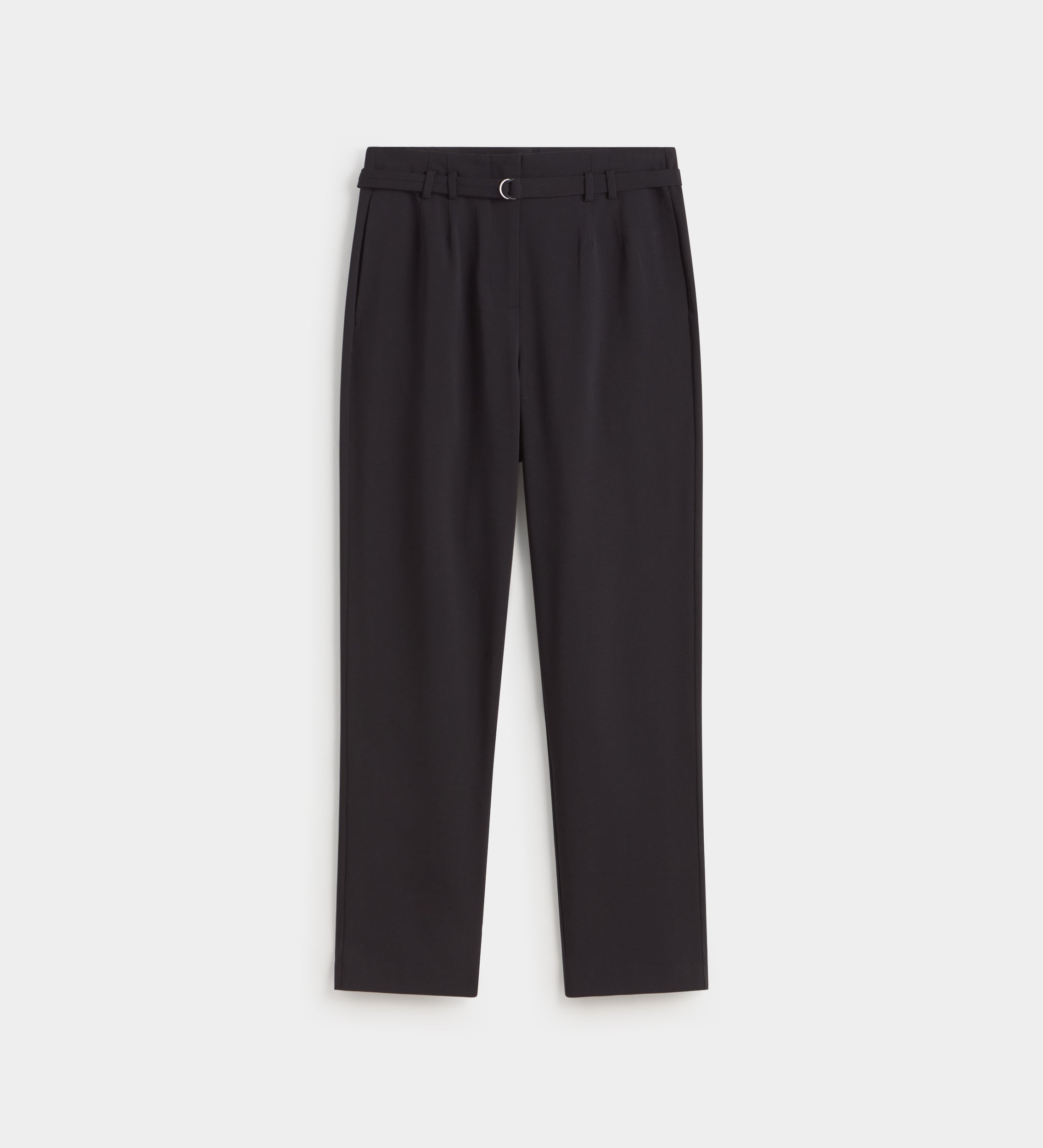Straight trousers with belt