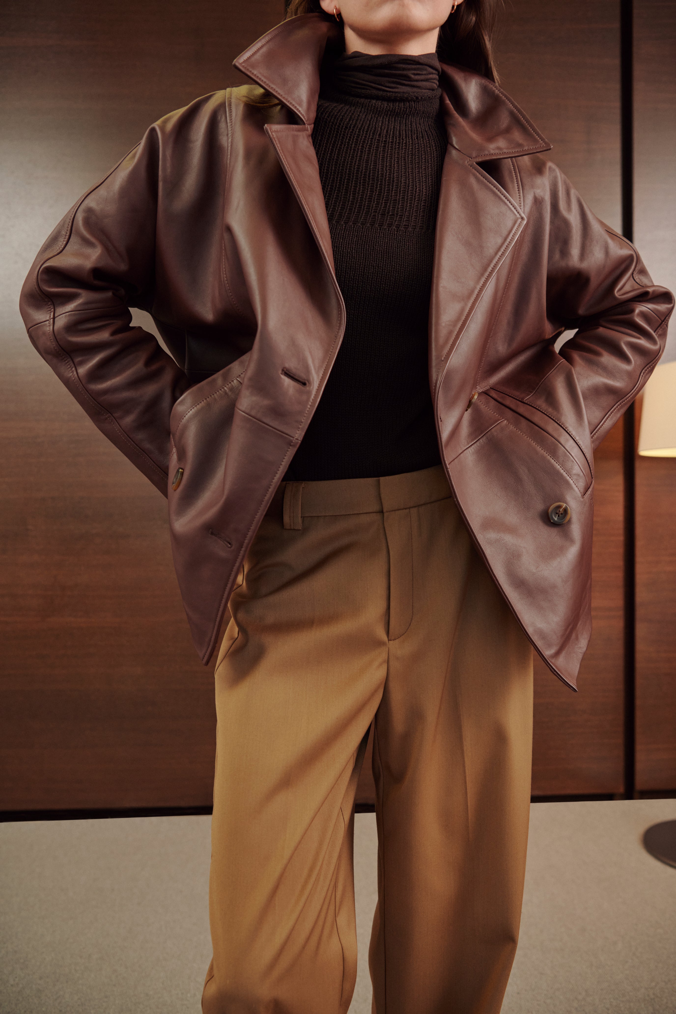 Chaquetón napa cruzado