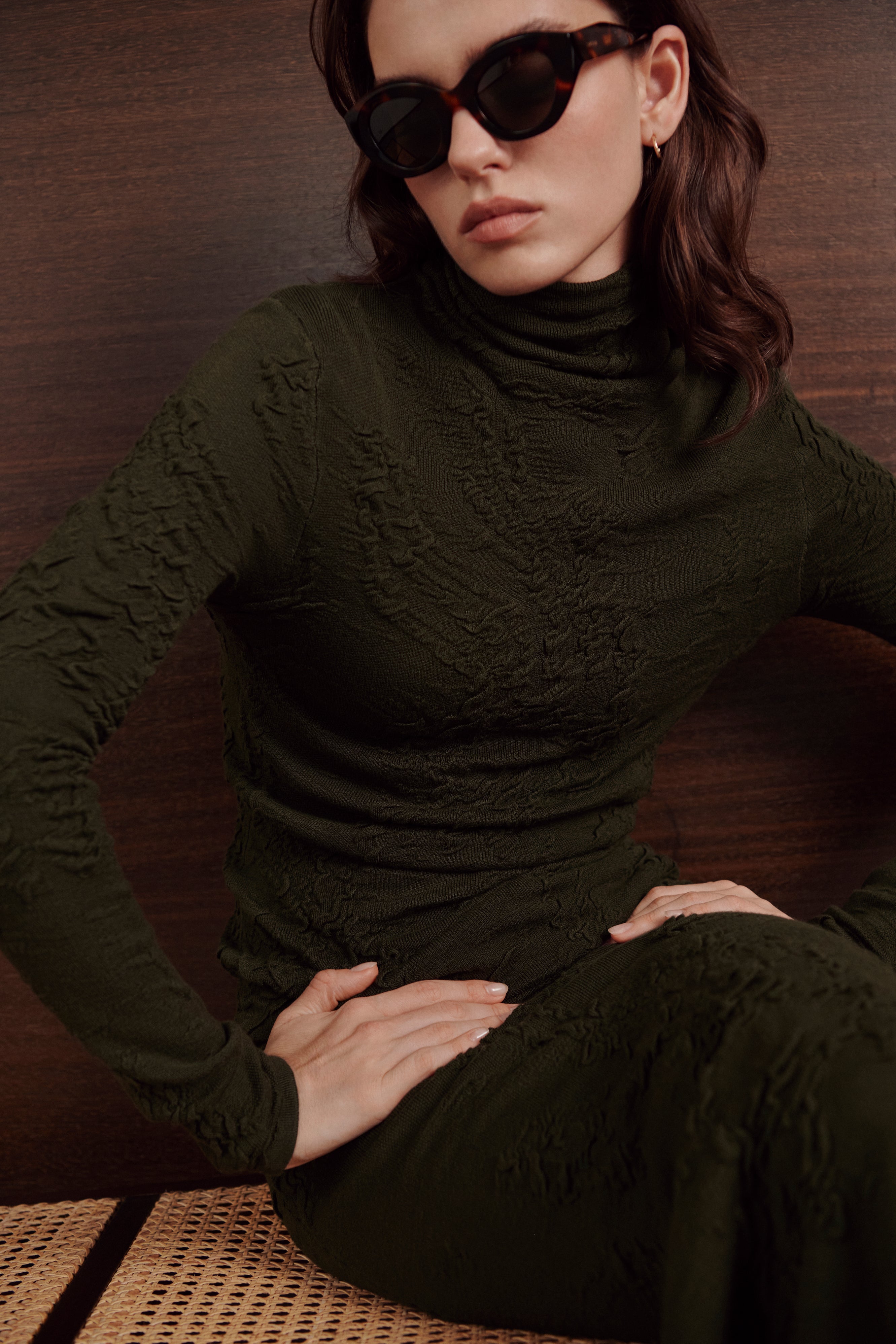 Textured turtleneck sweater