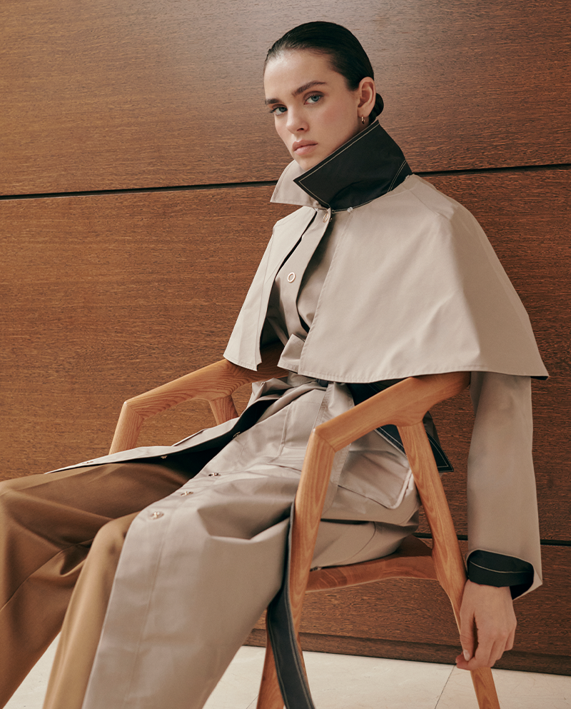 Reversible cape trench coat