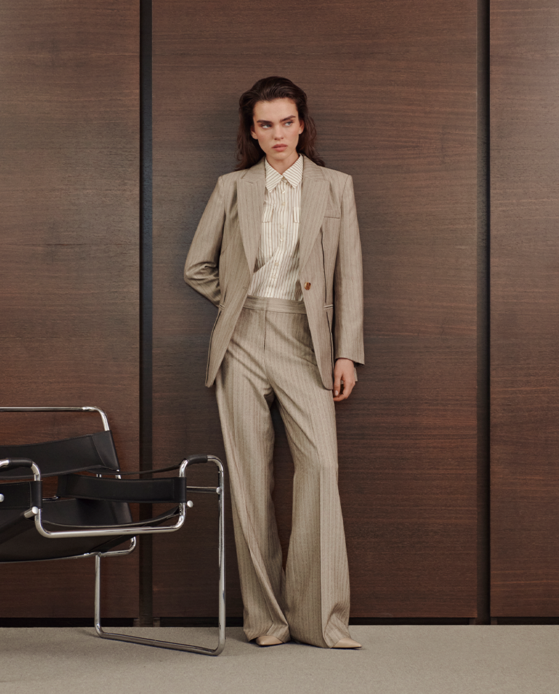Pantalon rayé à jambes larges