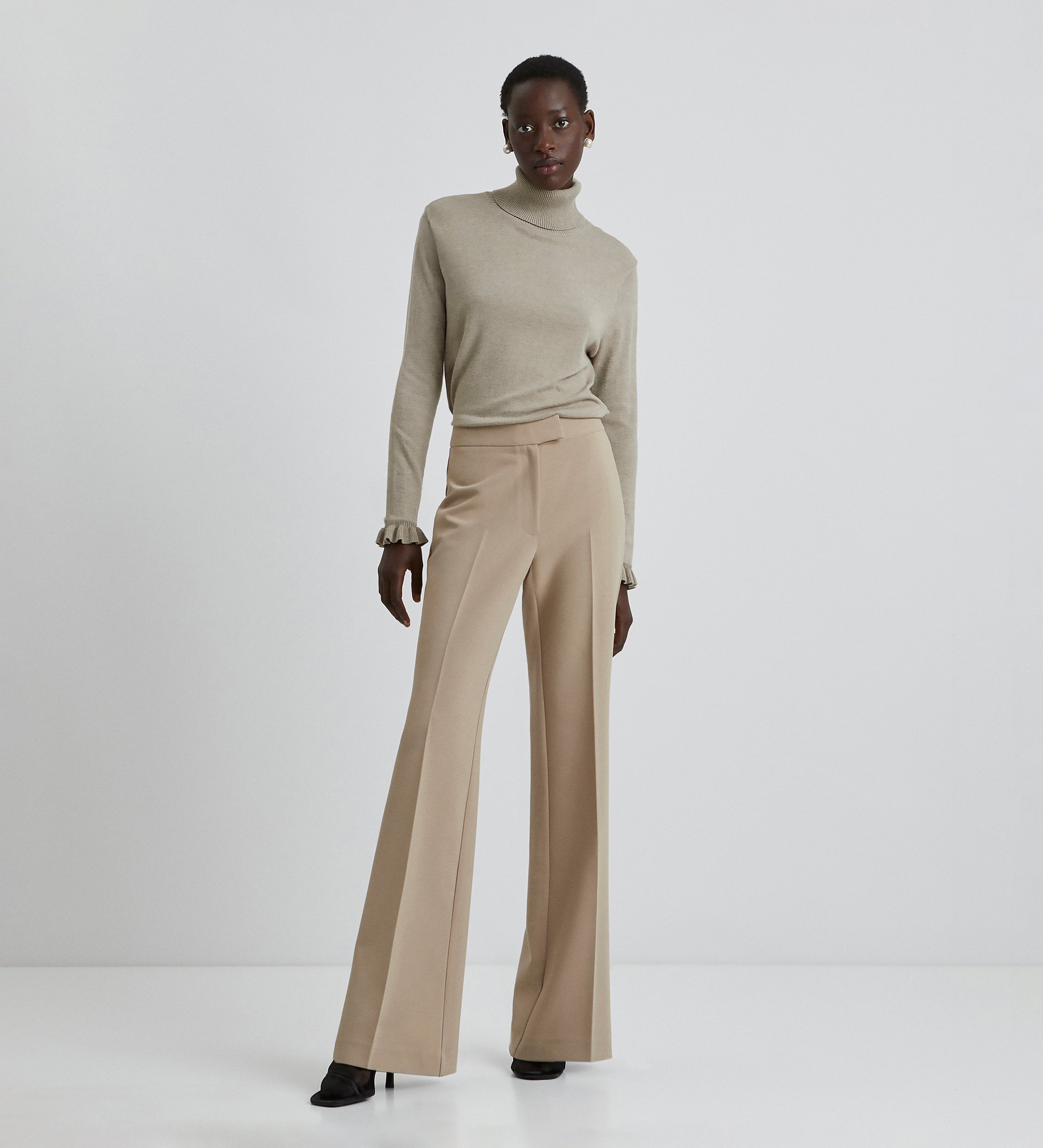 Pantalon crêpe évasé