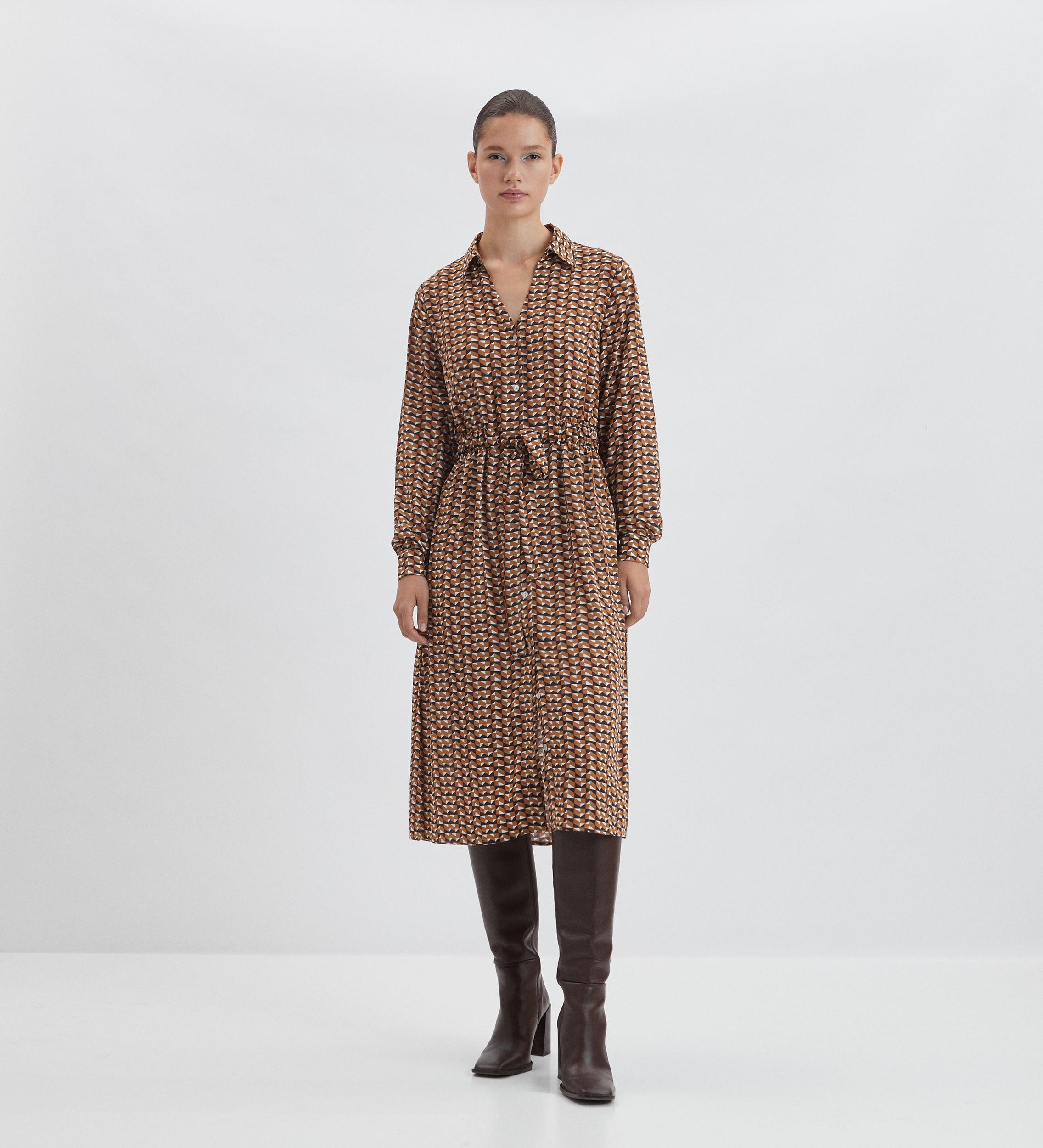 Printed shirt dress