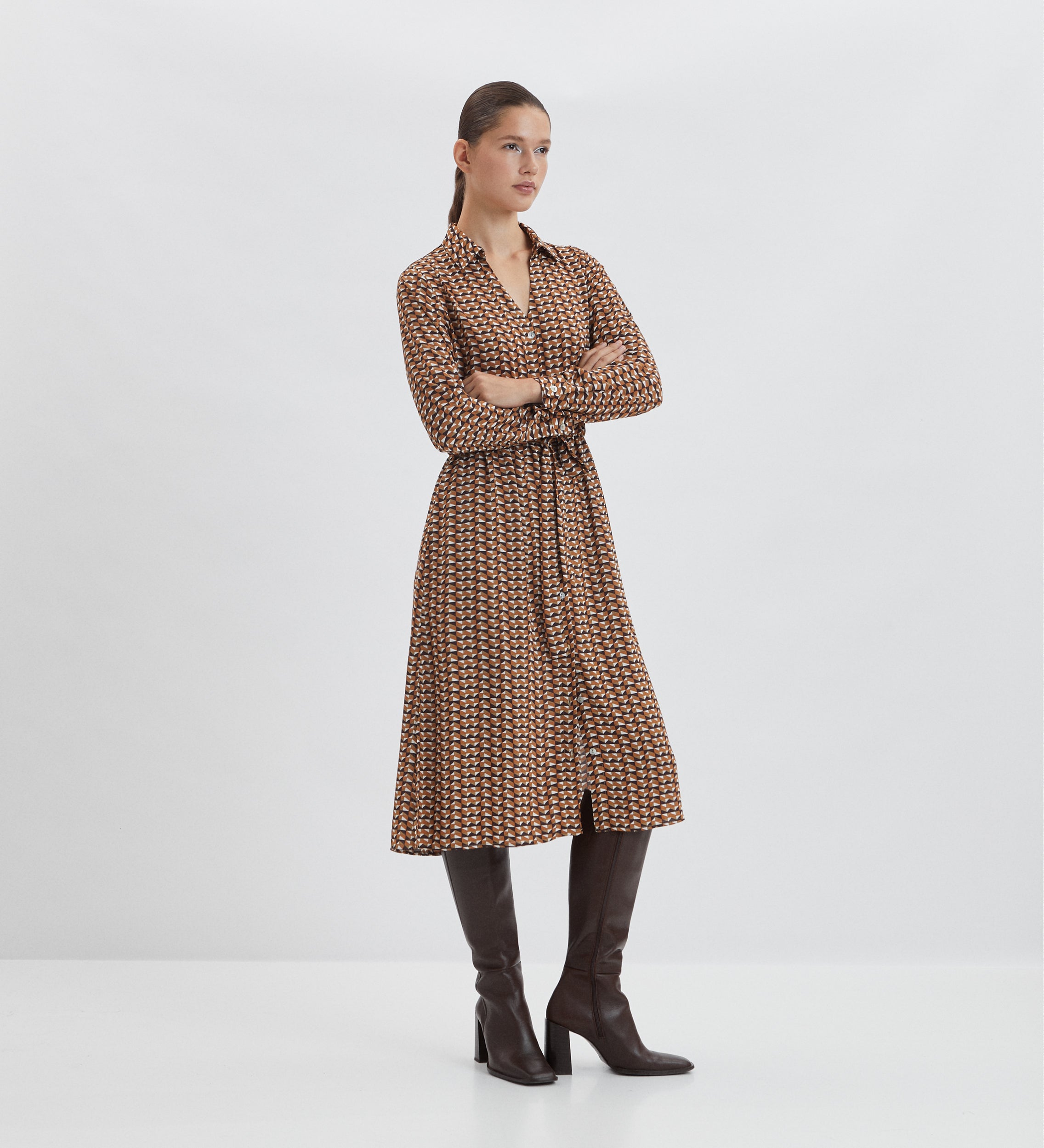 Printed shirt dress