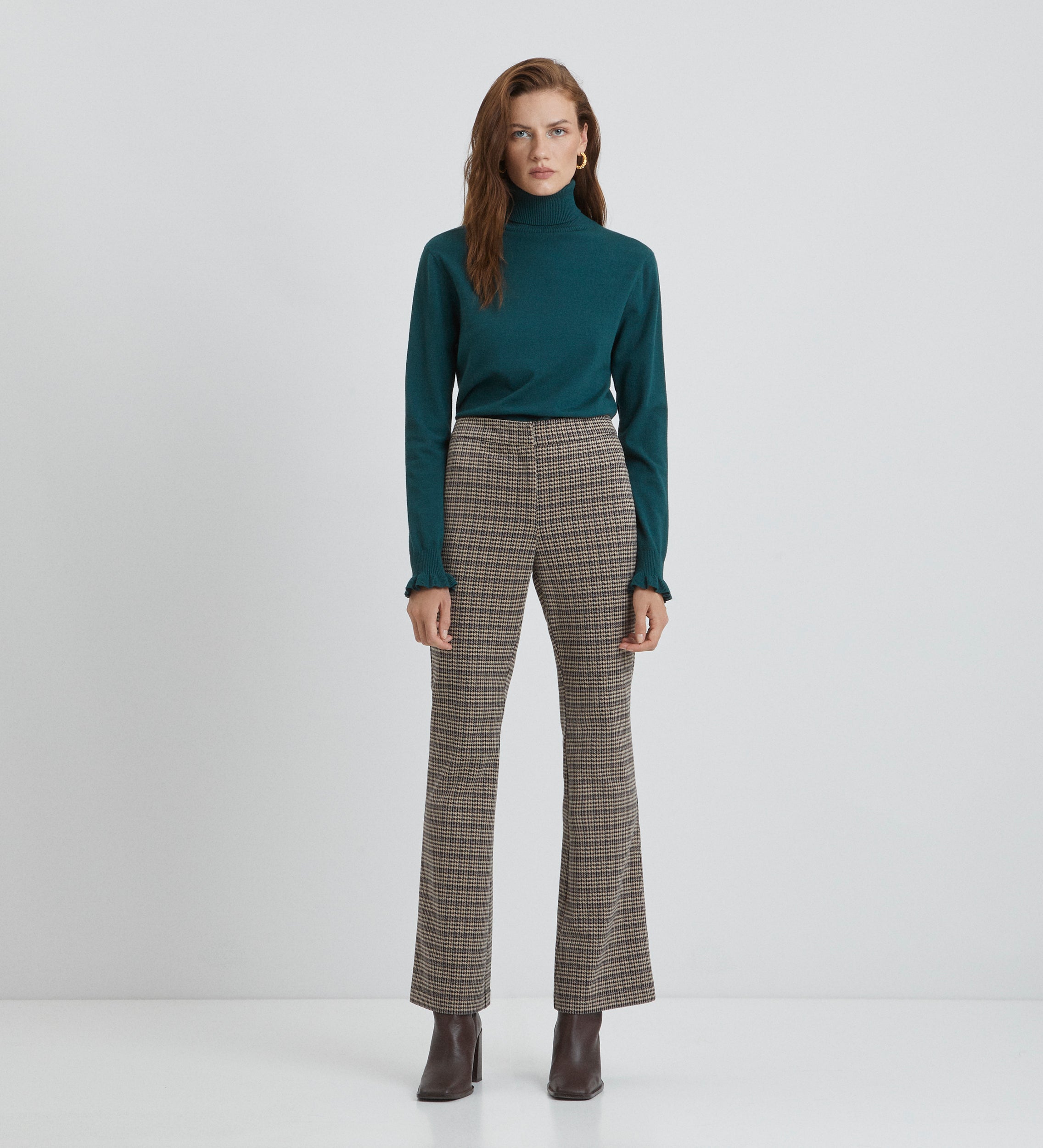 Pantalon évasé à carreaux