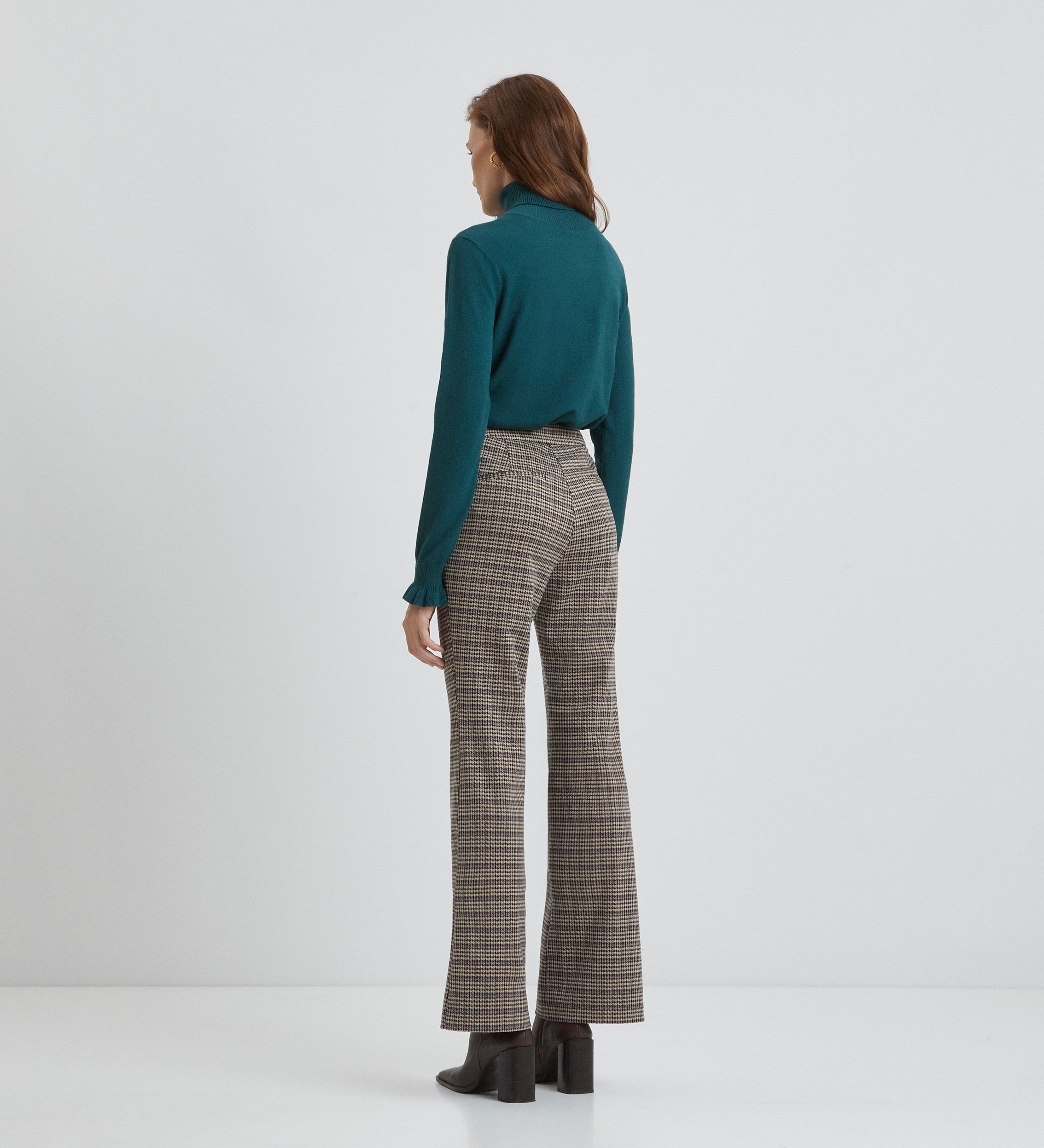Pantalon évasé à carreaux