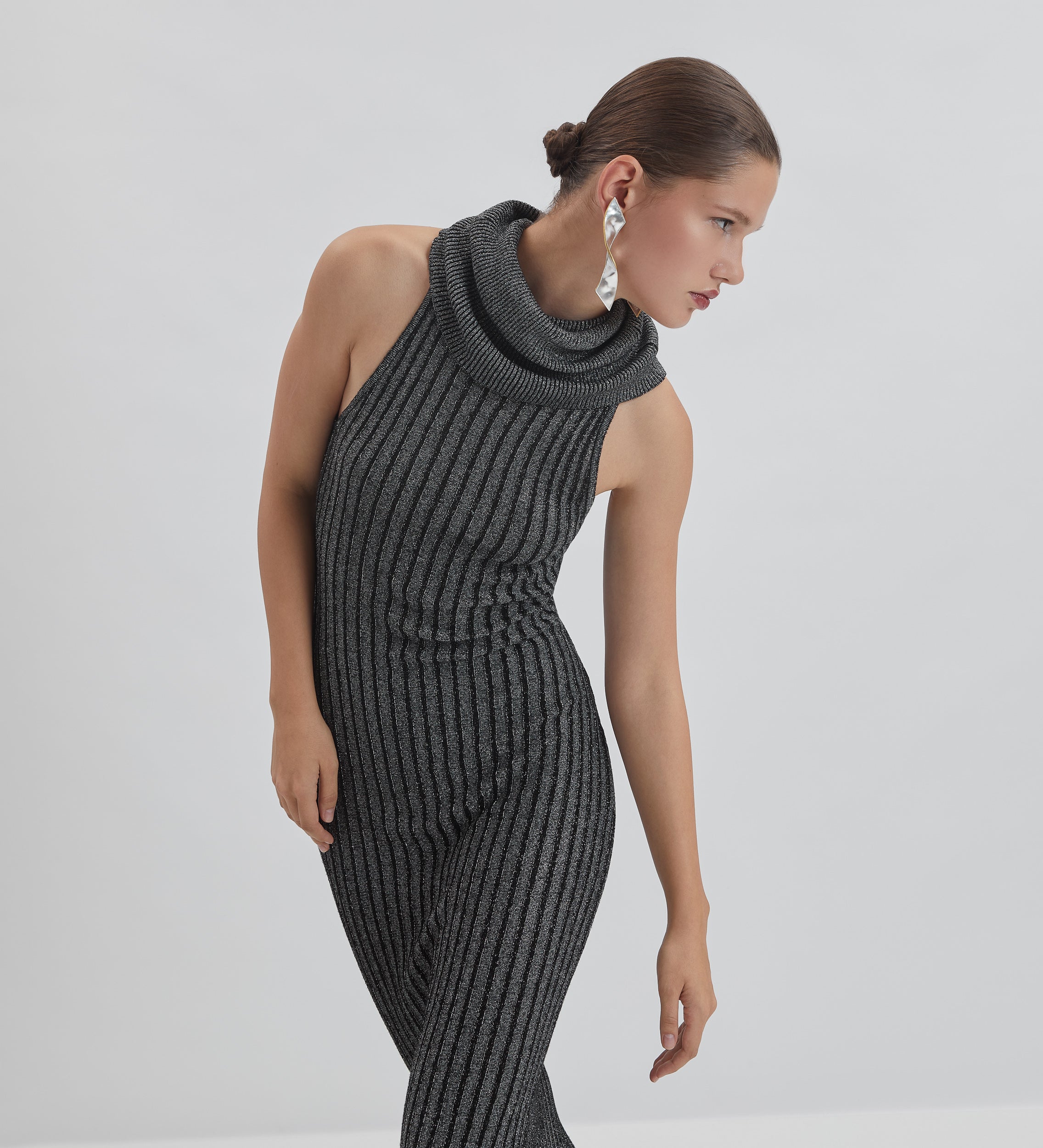 Robe en tricot métallisé