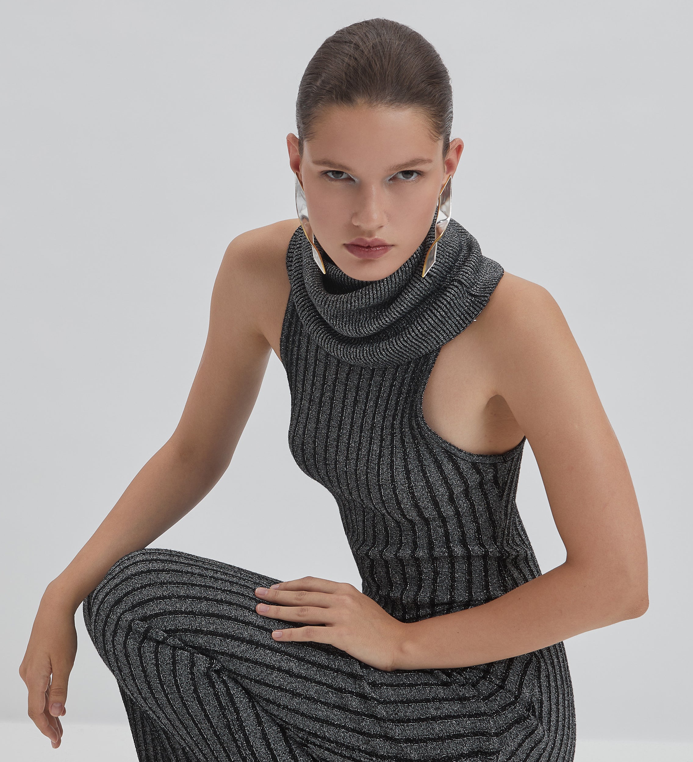 Robe en tricot métallisé