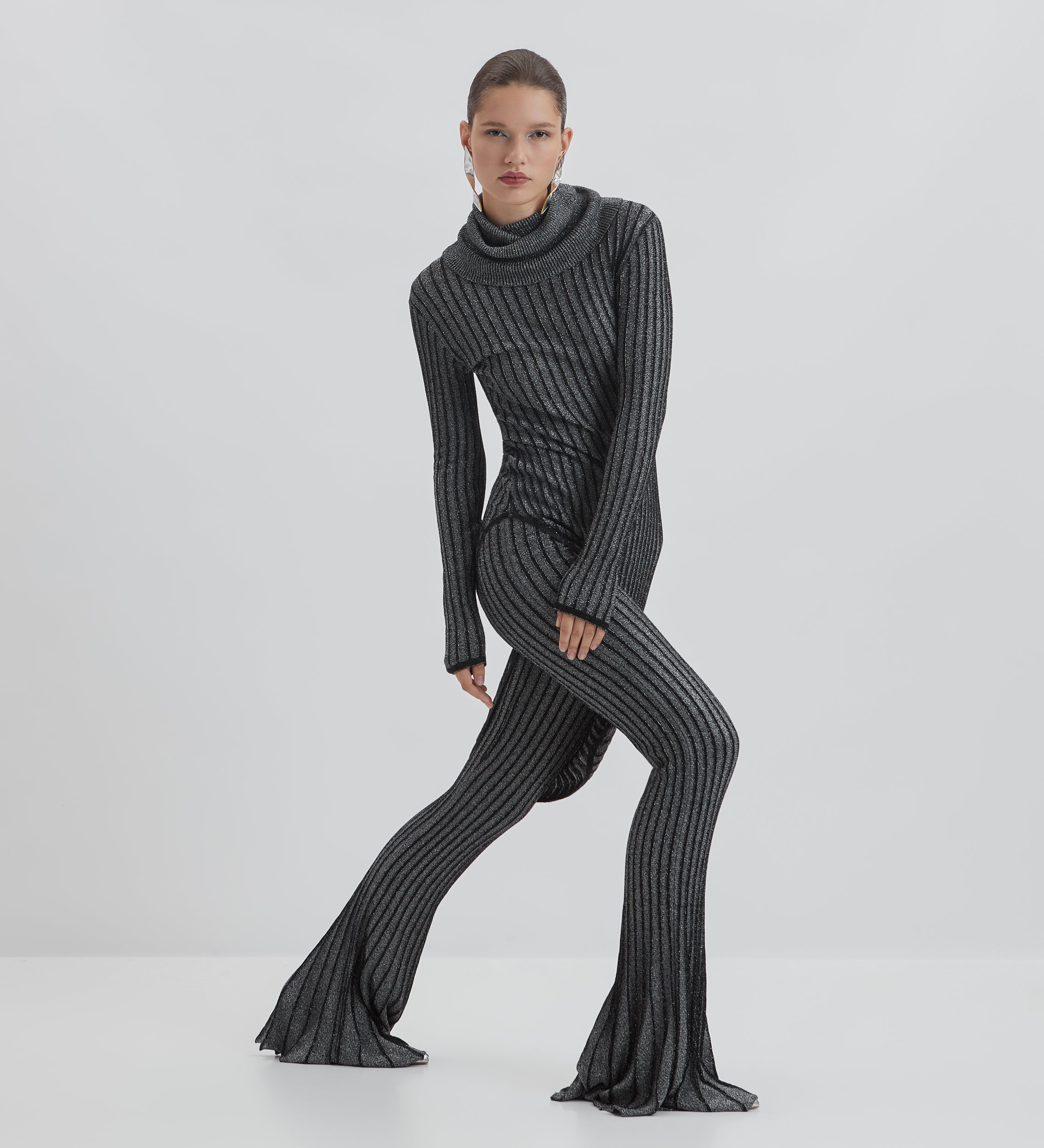 Metallic asymmetrical sweater