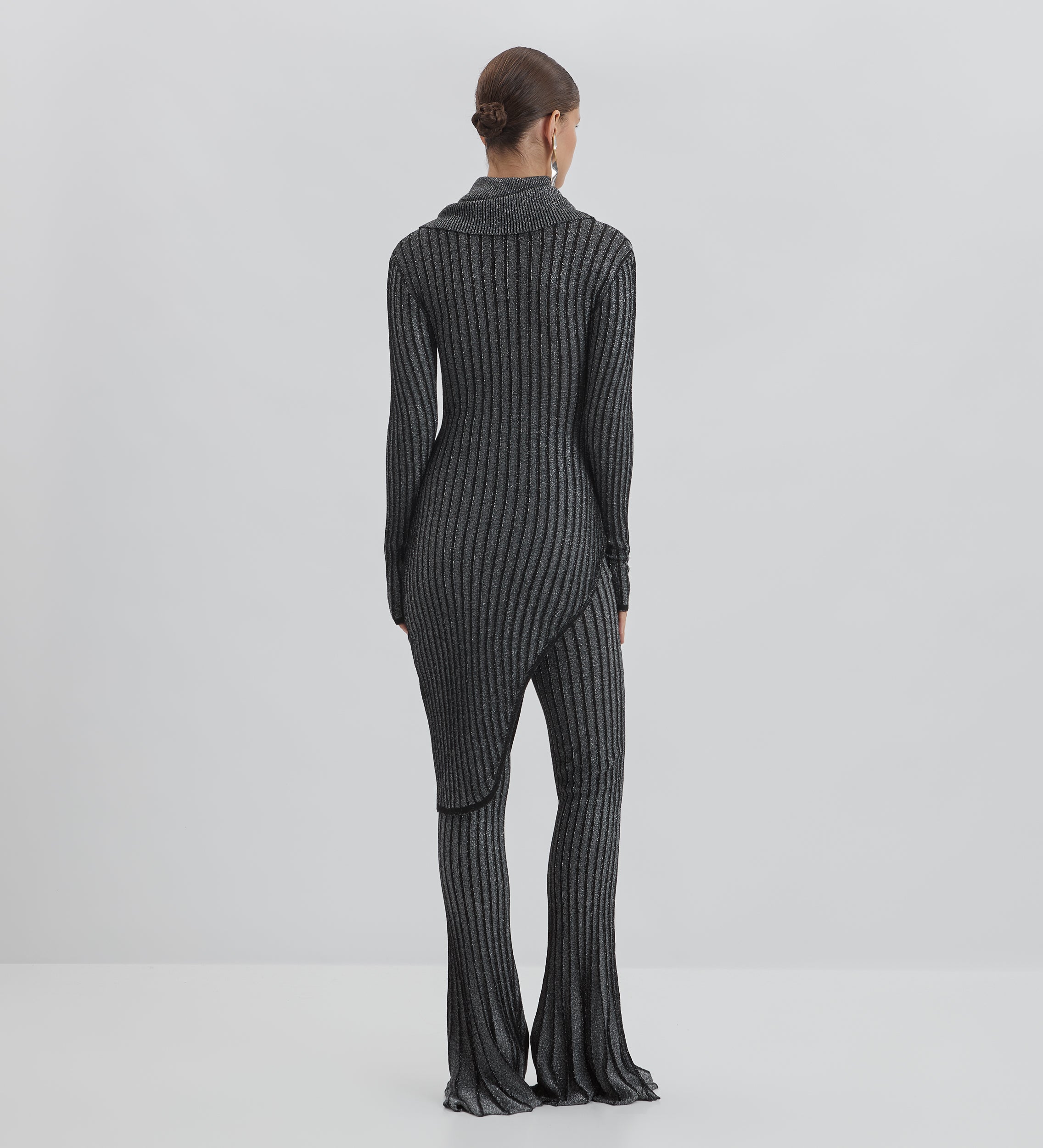 Metallic asymmetrical sweater