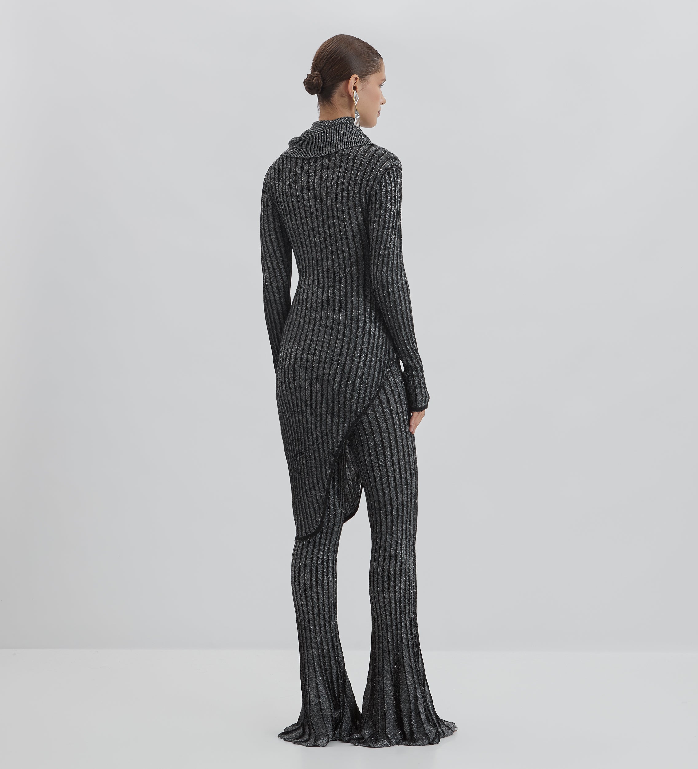 Metallic asymmetrical sweater