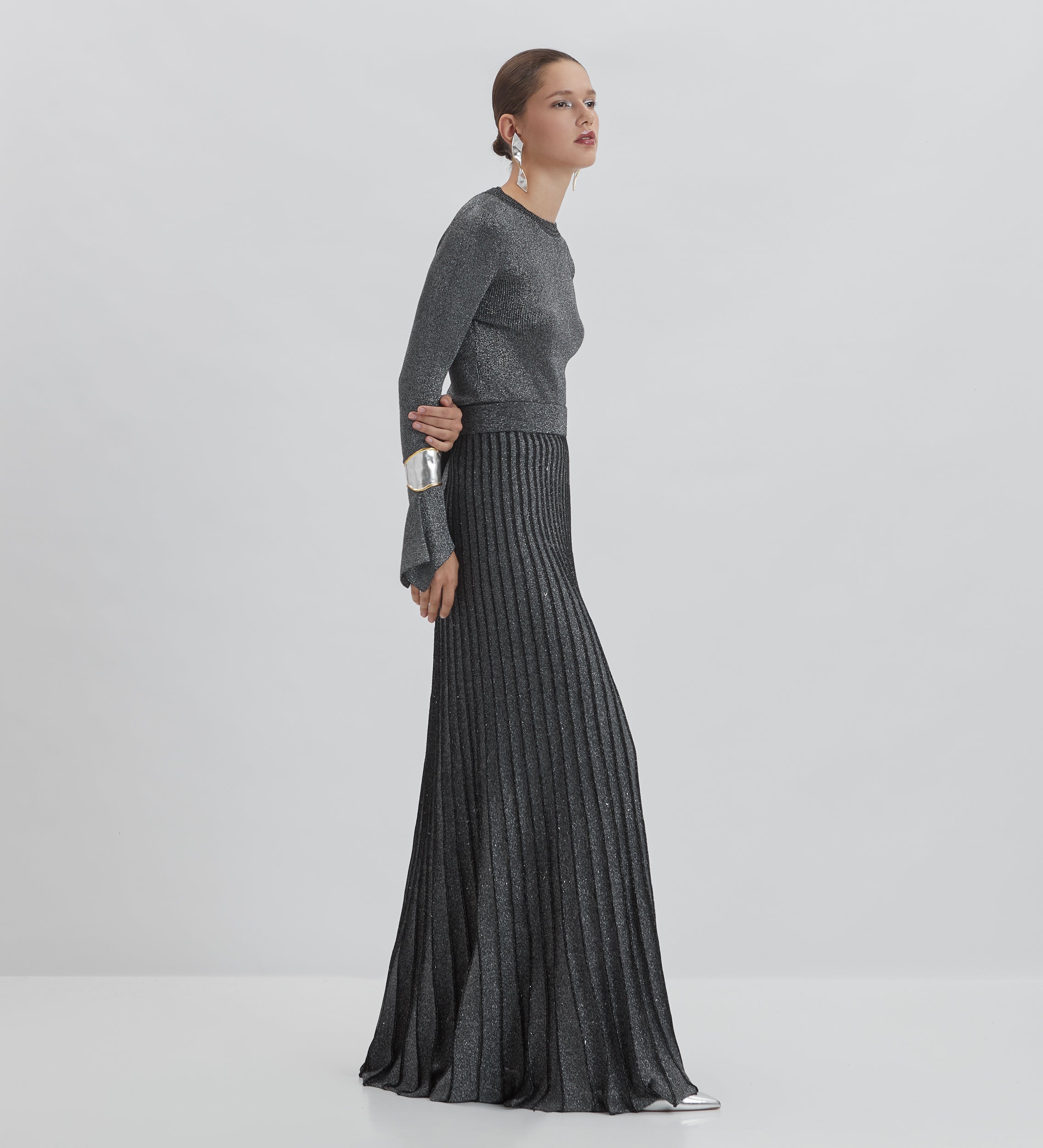 Jupe en tricot métallisé