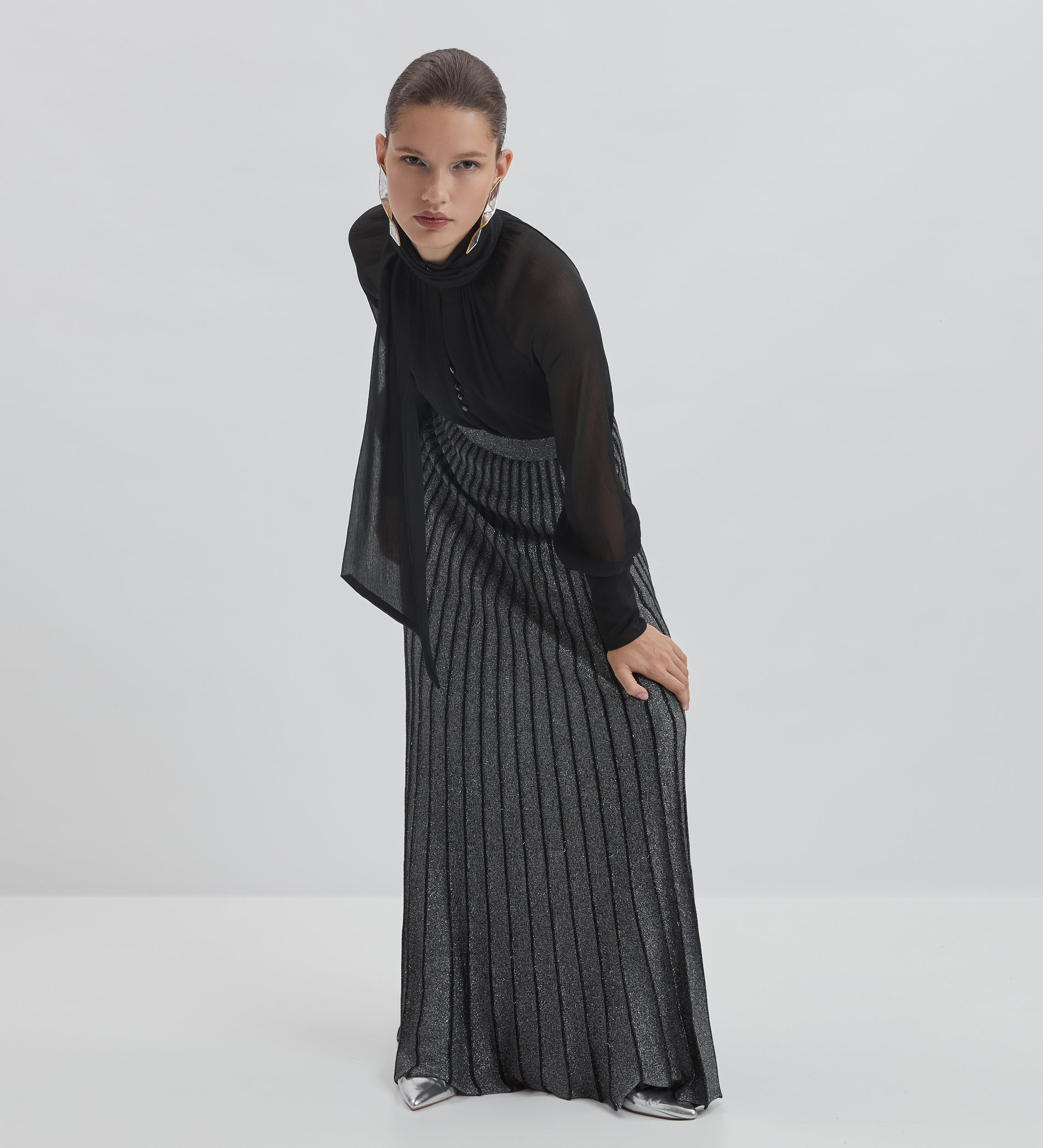 Jupe en tricot métallisé