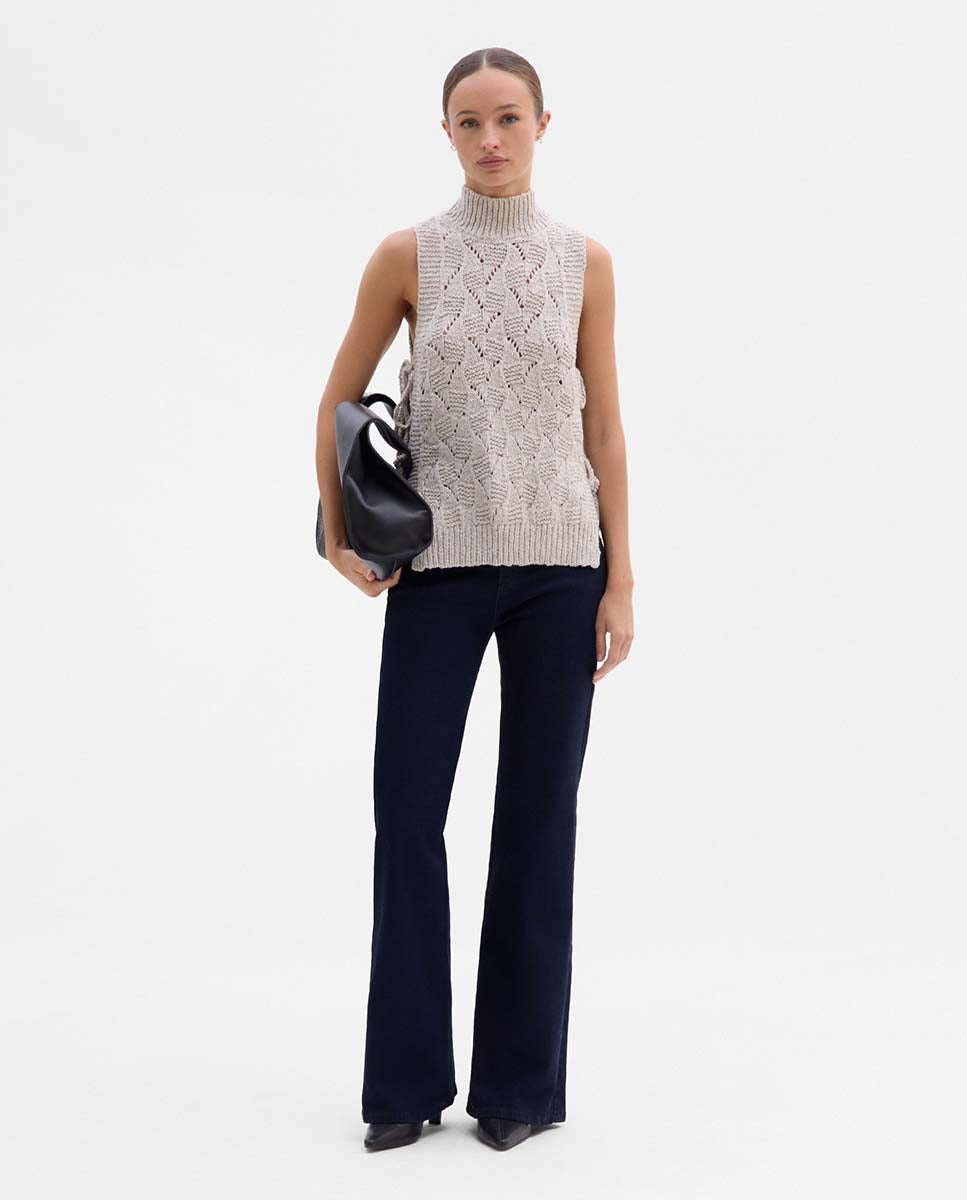 High neck knitted vest
