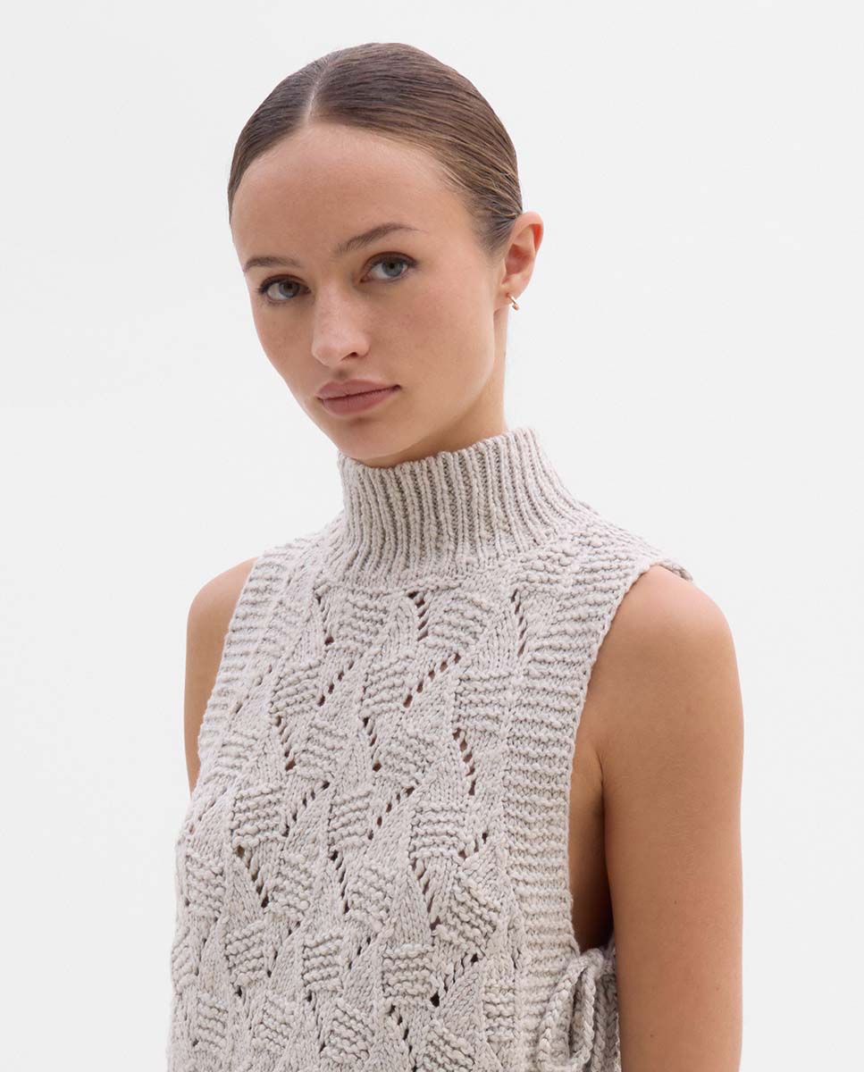 High neck knitted vest