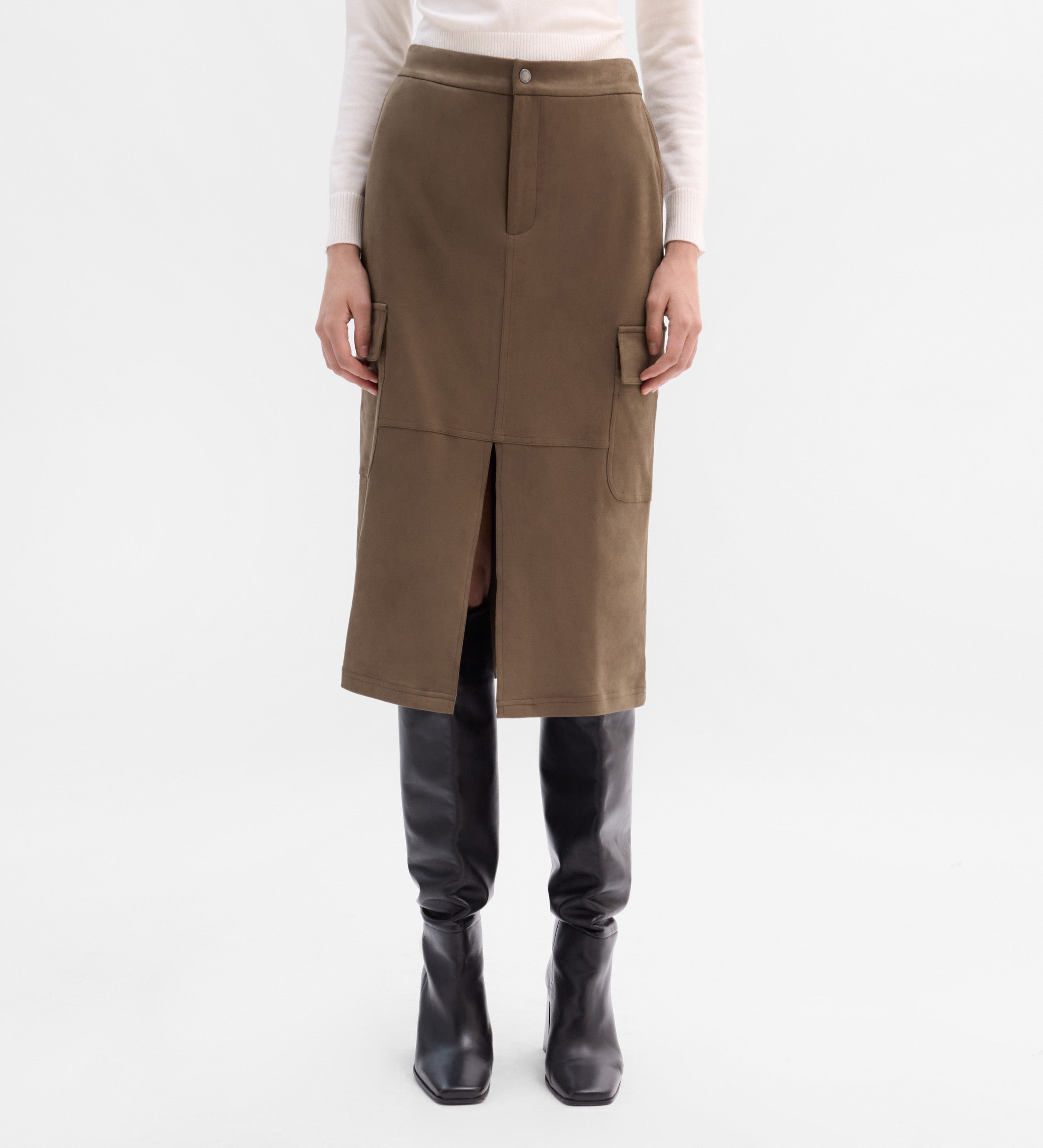 Suede pencil skirt