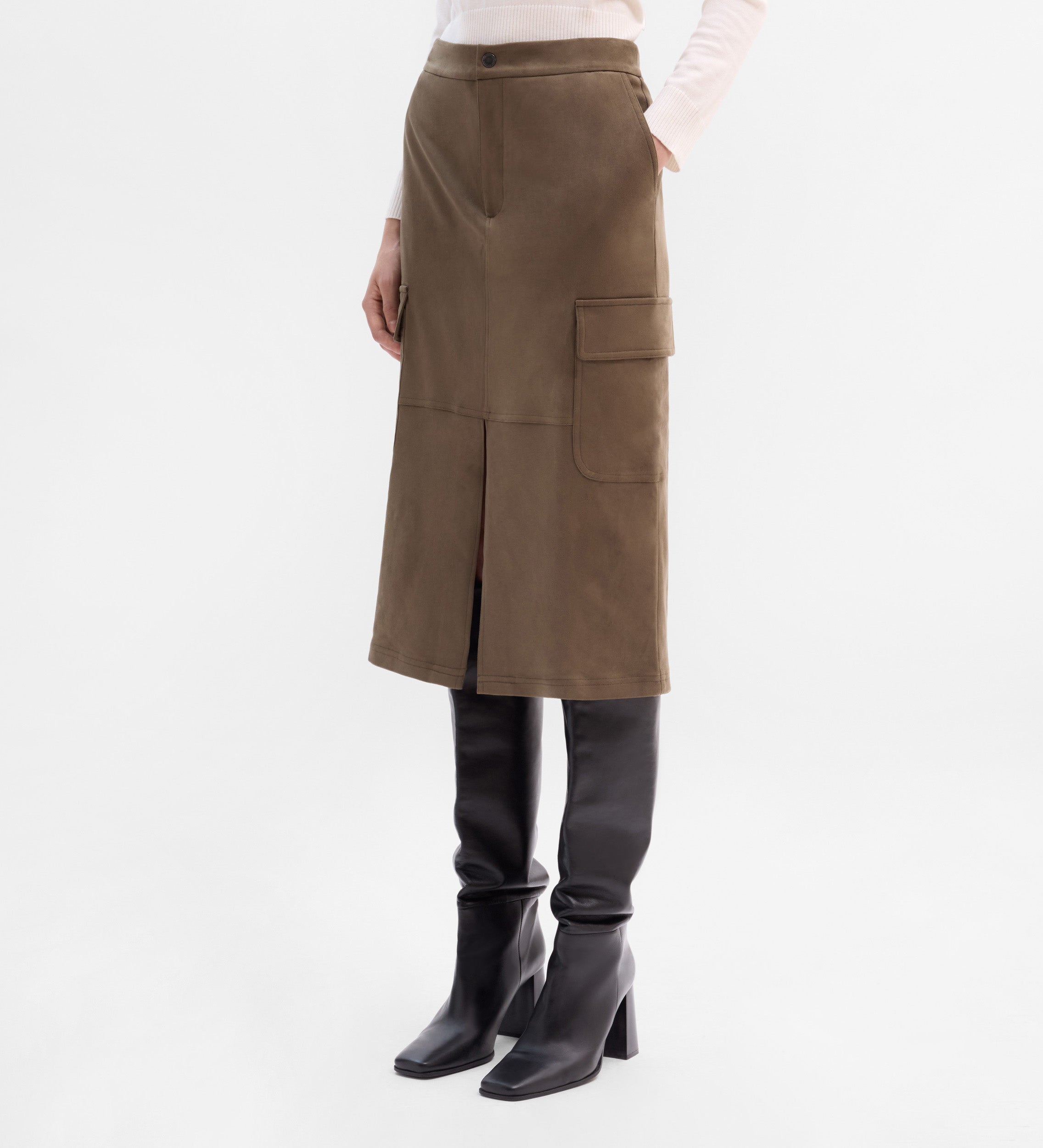 Suede pencil skirt