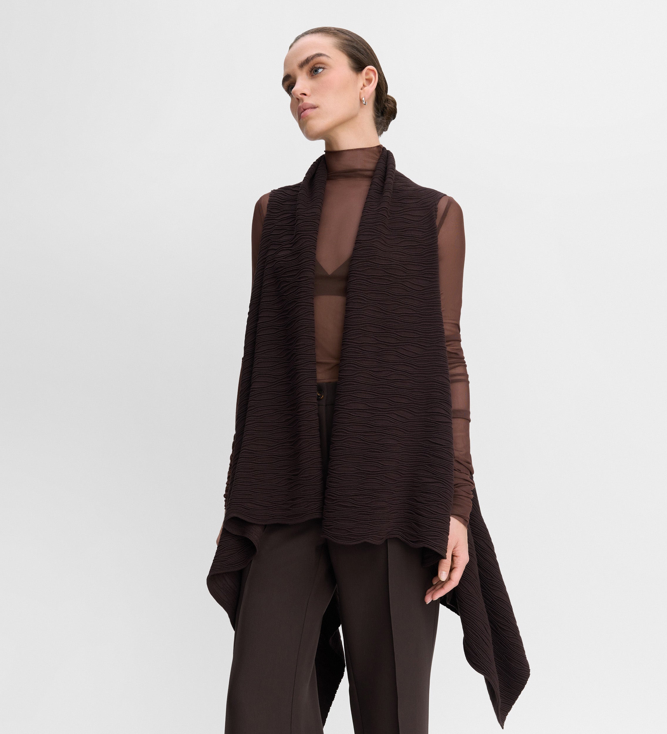 Gilet long texturé