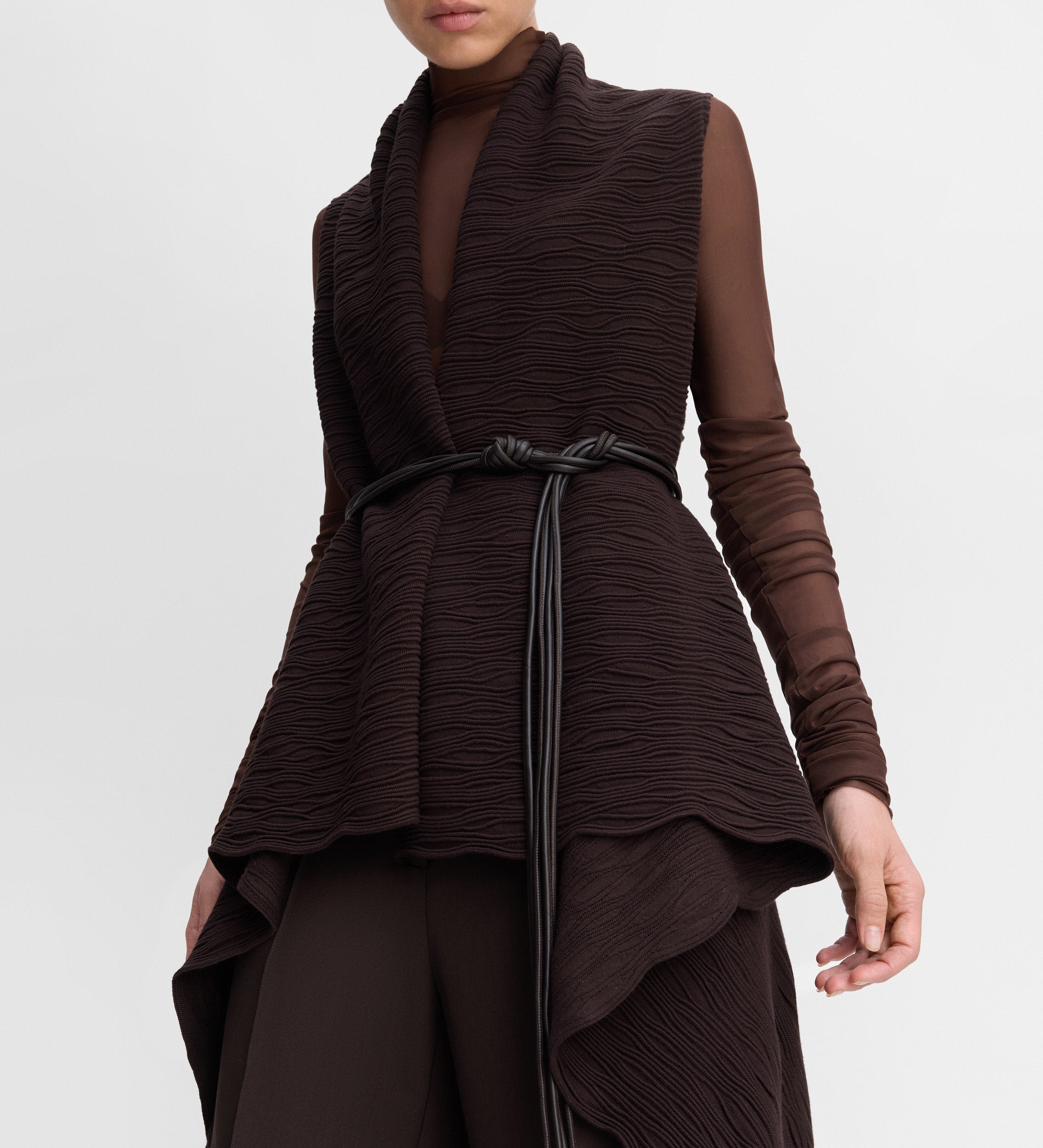 Gilet long texturé