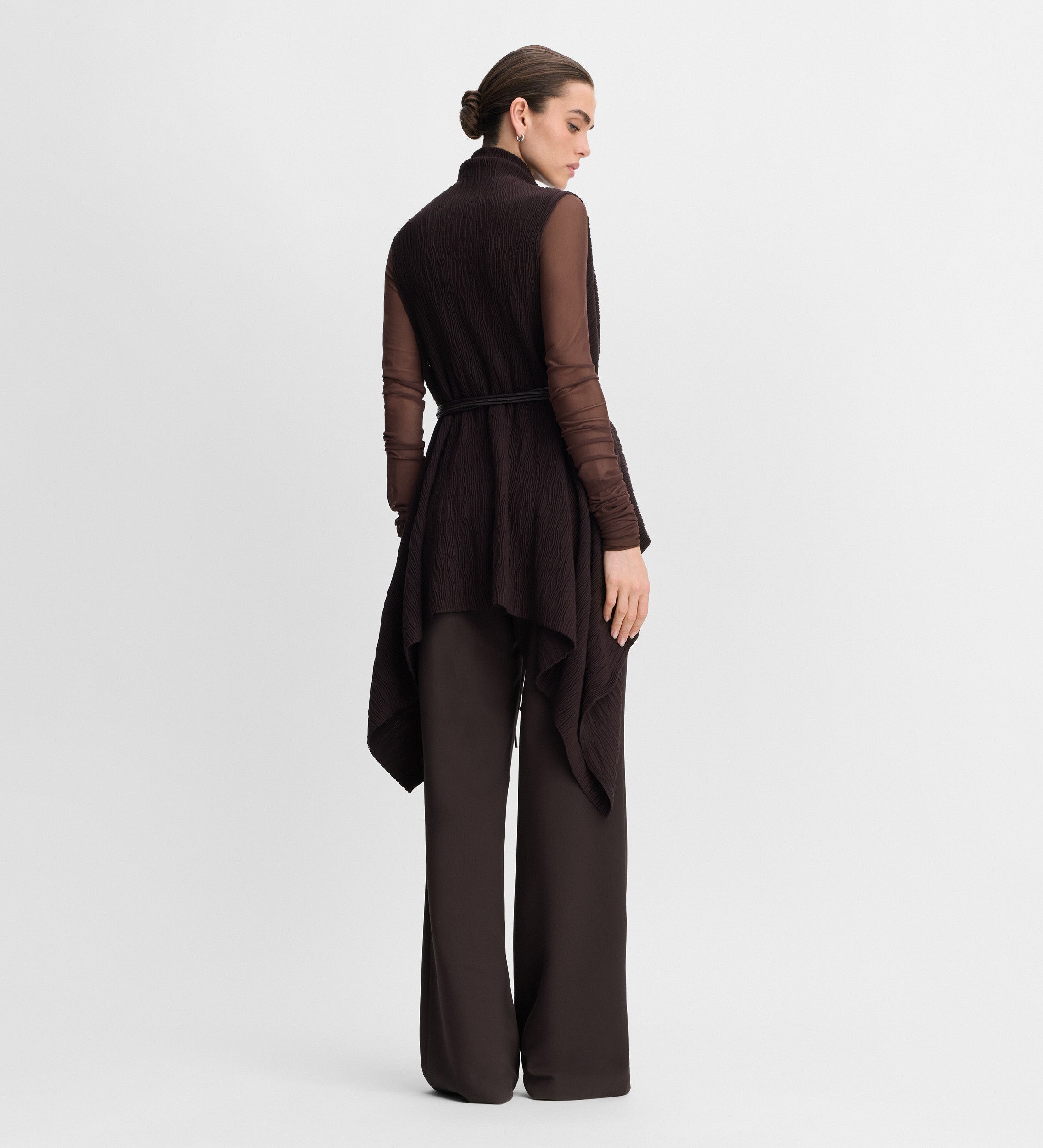 Gilet long texturé