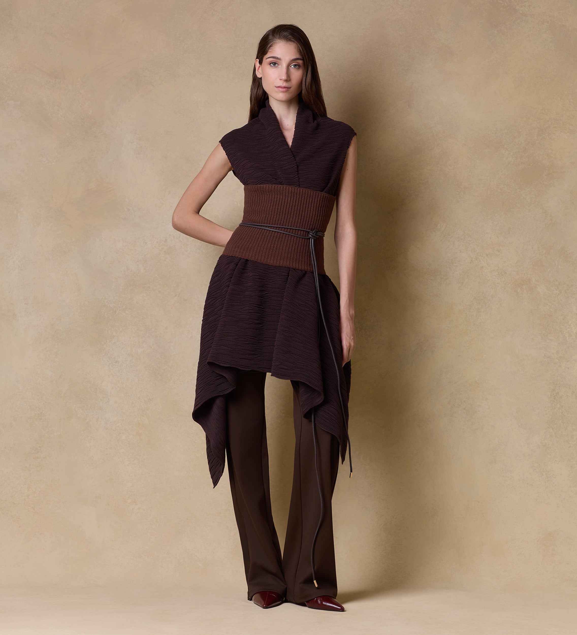 Gilet long texturé