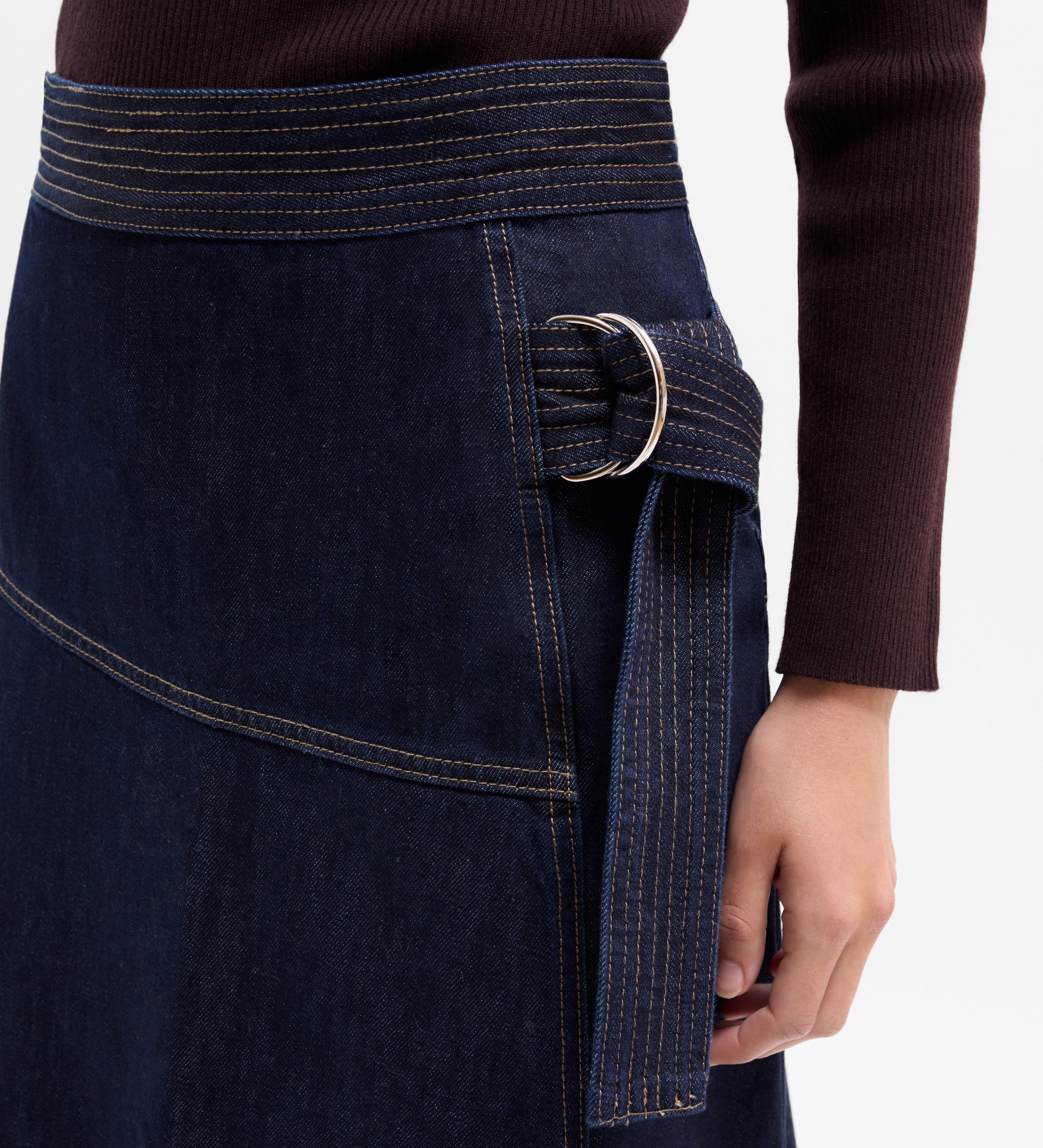 Jupe en jean avec surpiqûres