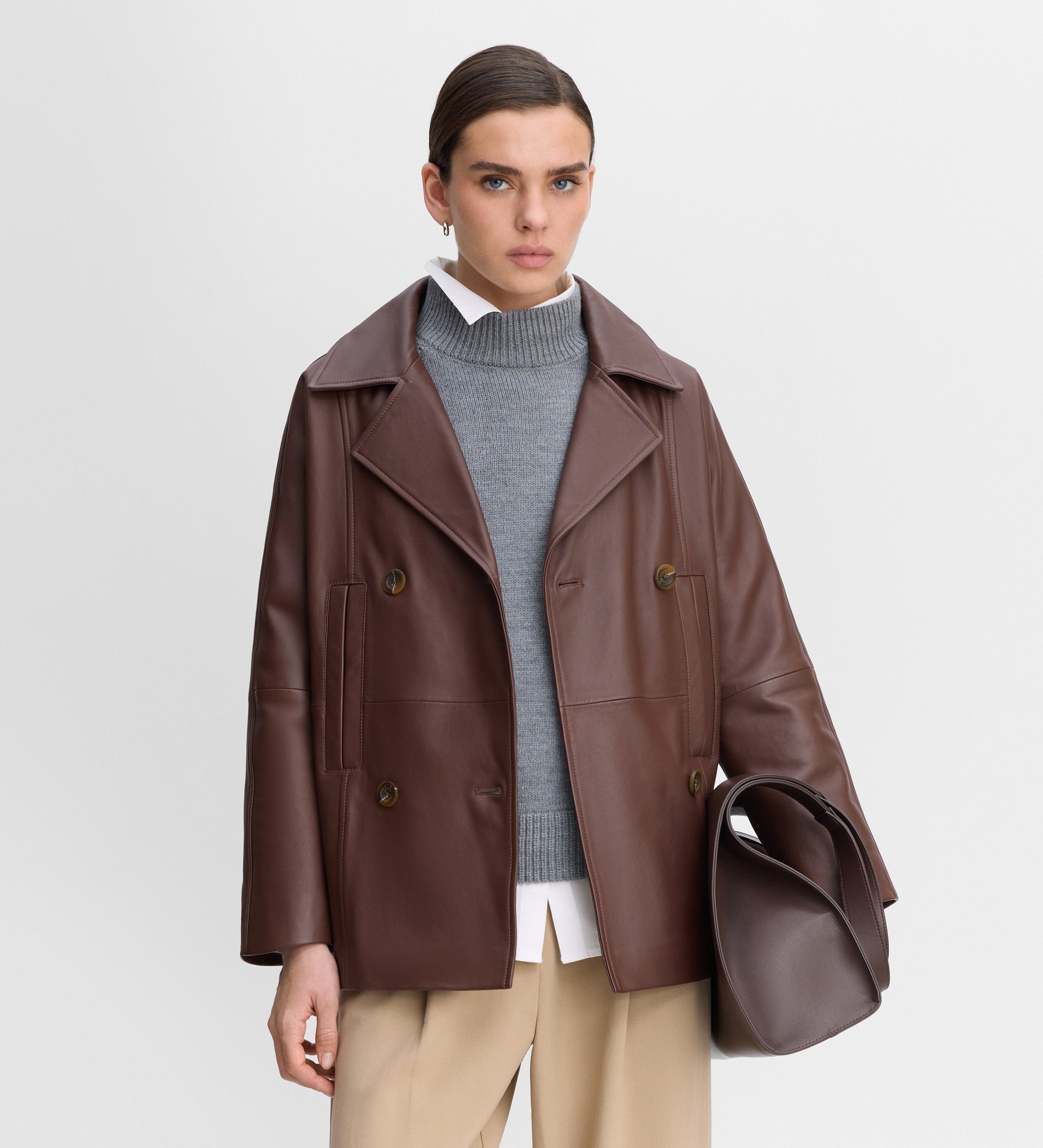 Chaquetón napa cruzado