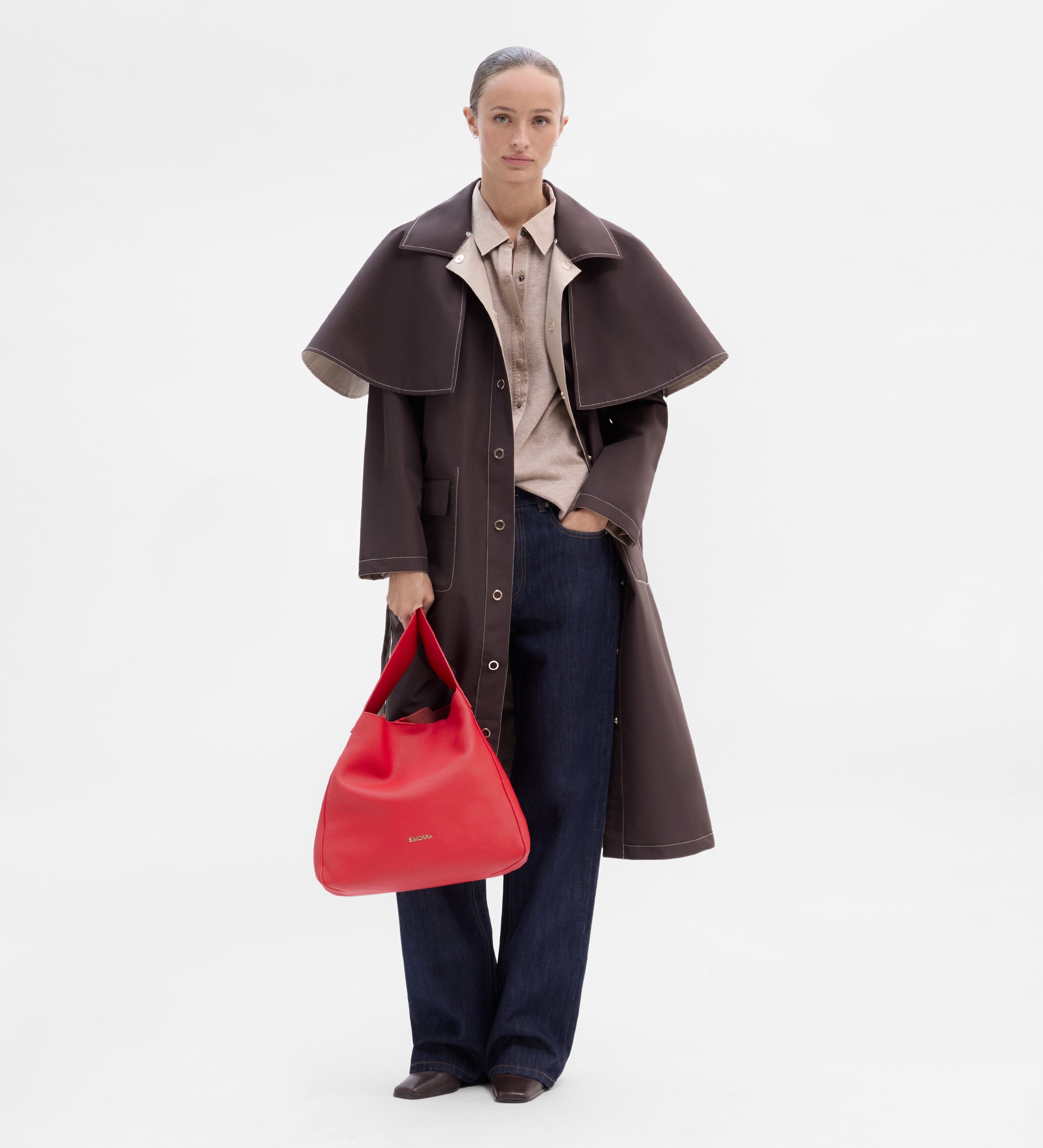 Reversible cape trench coat