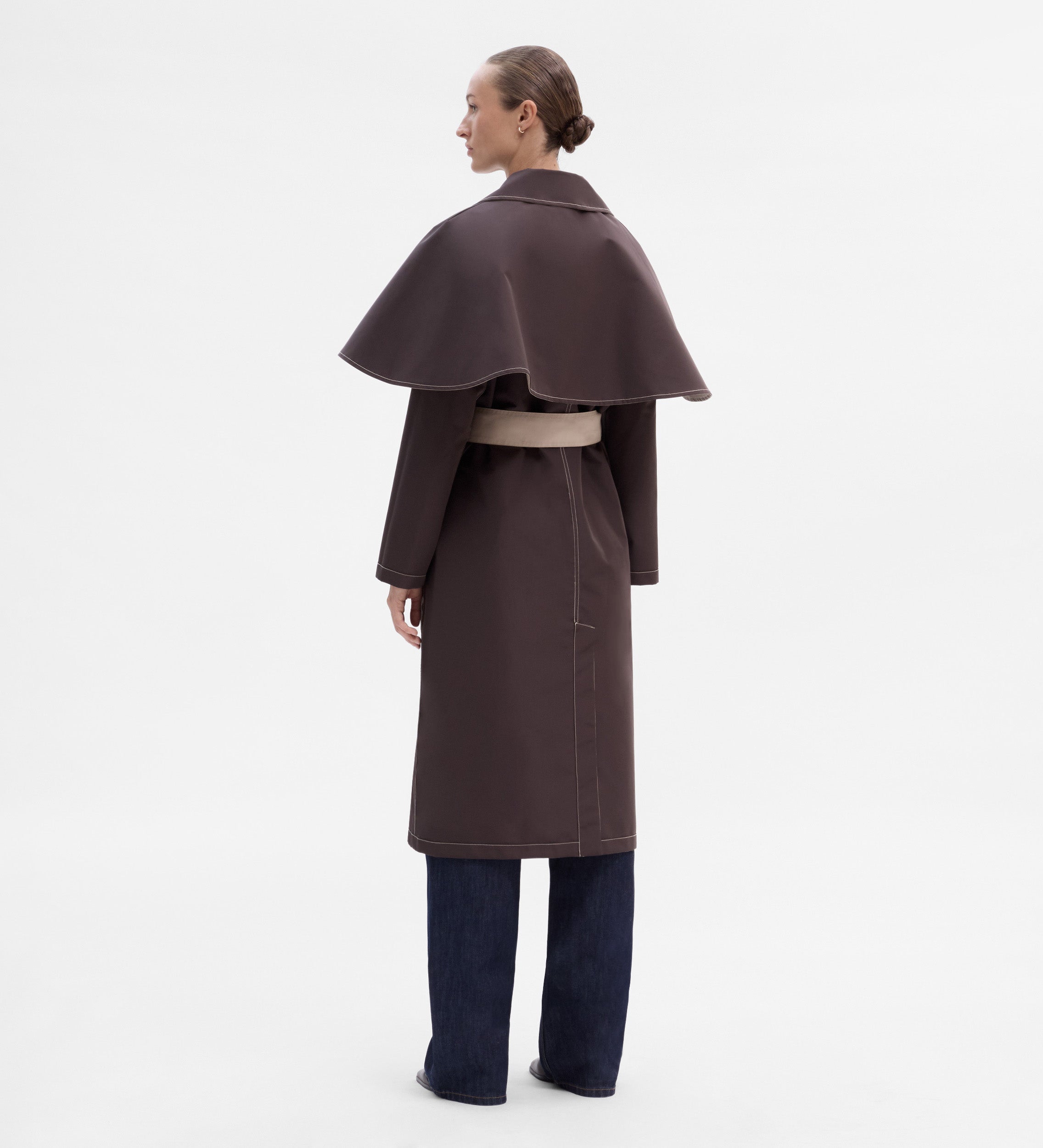 Reversible cape trench coat