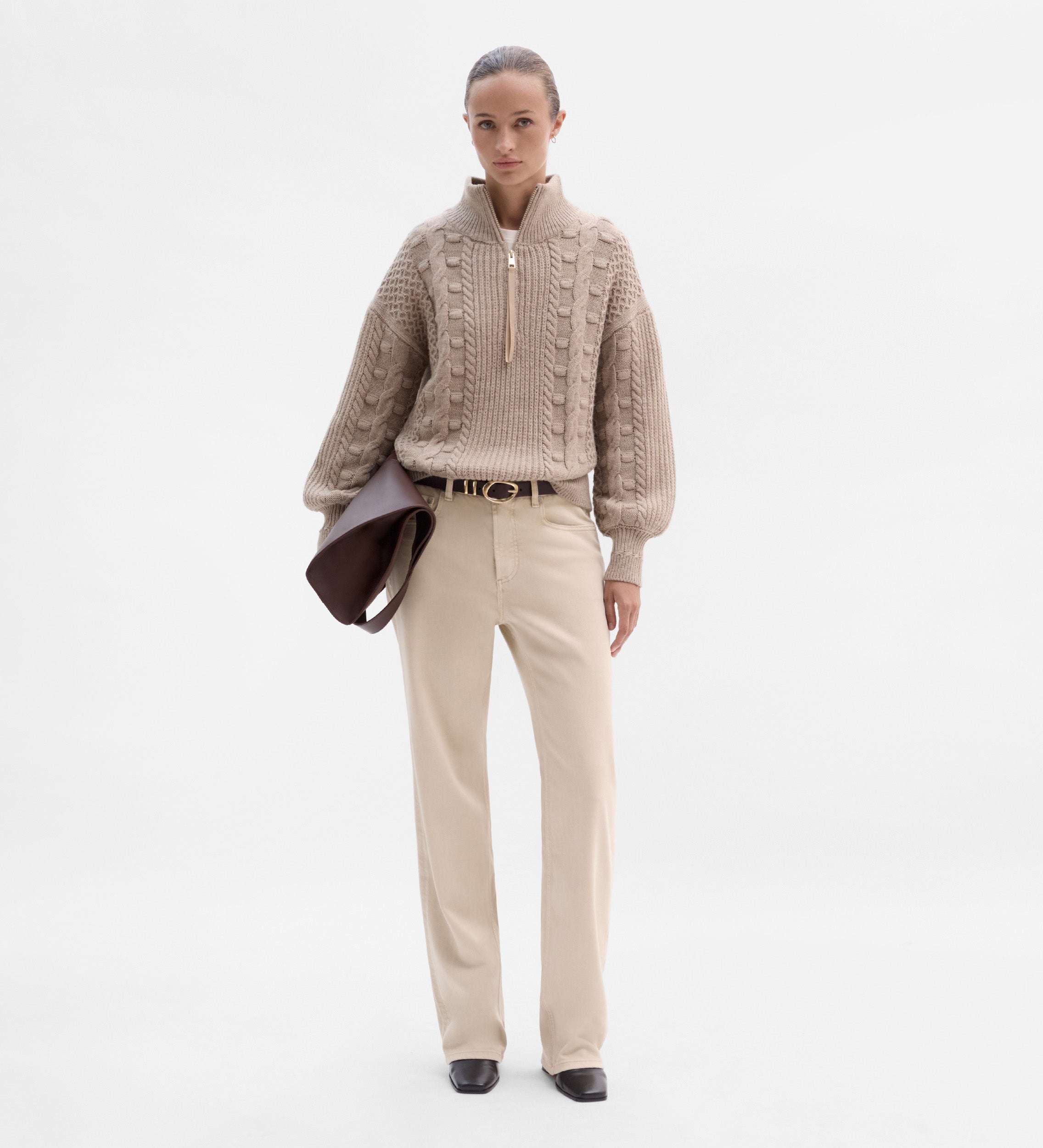 Pantalon droit sergé coton