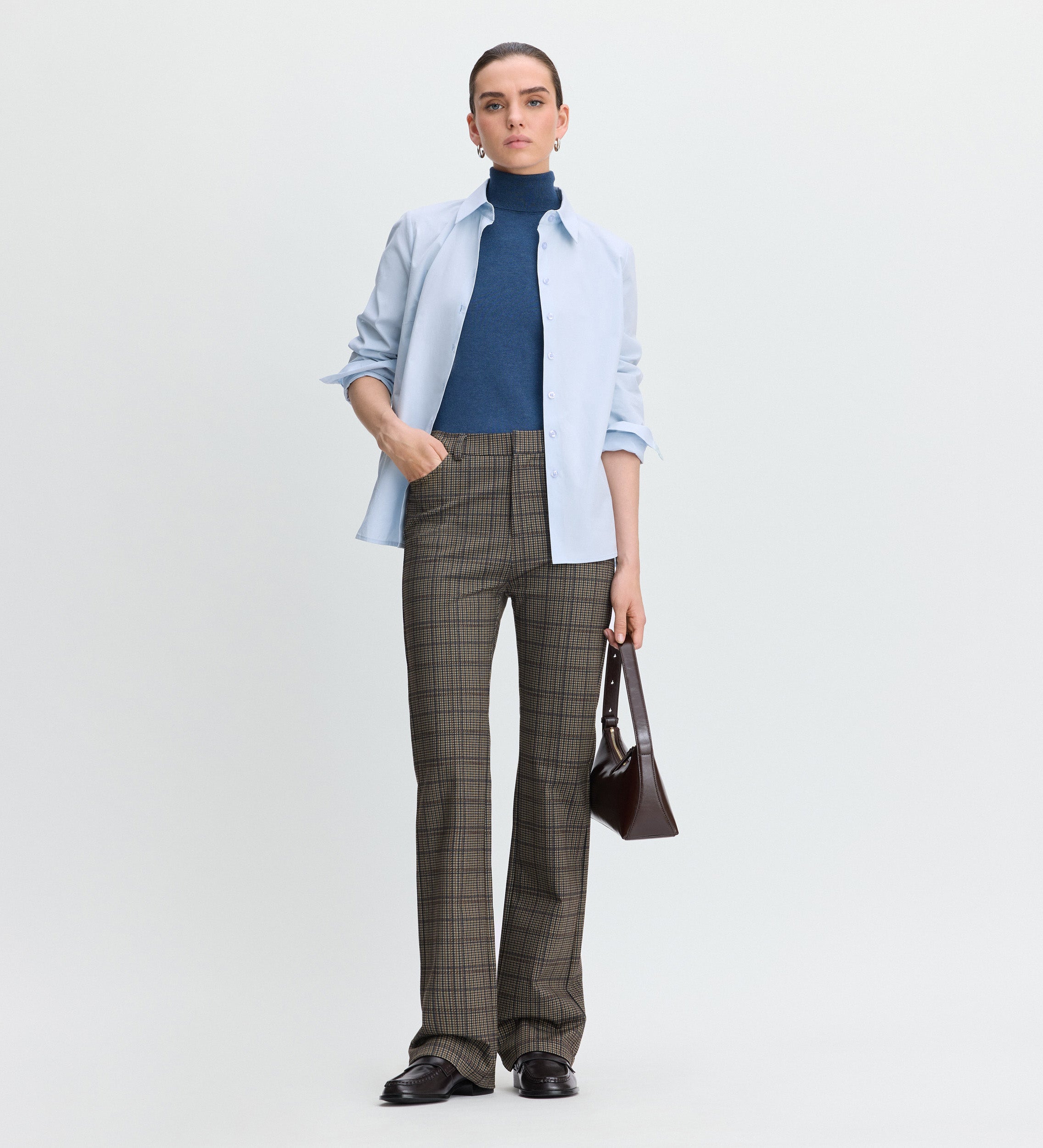 Elastic plaid pants