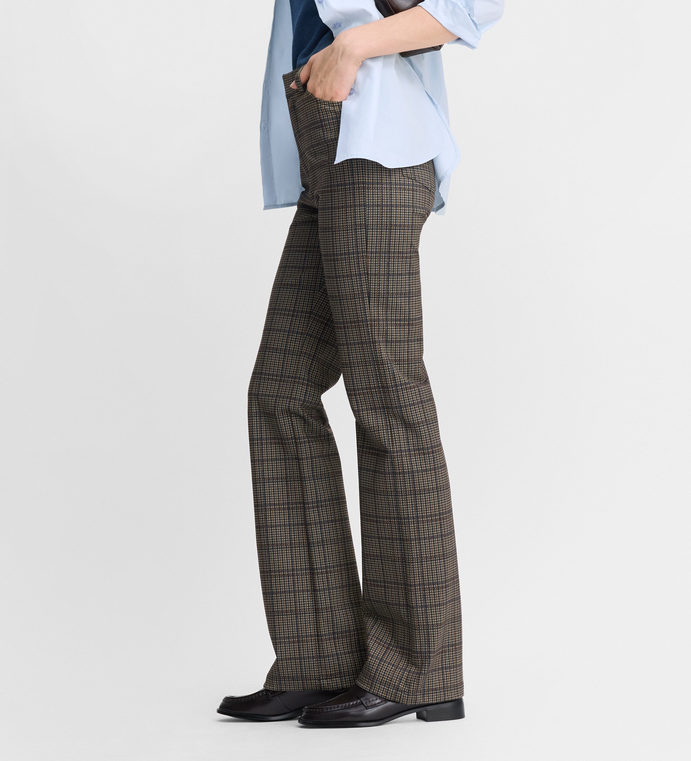 Elastic plaid pants