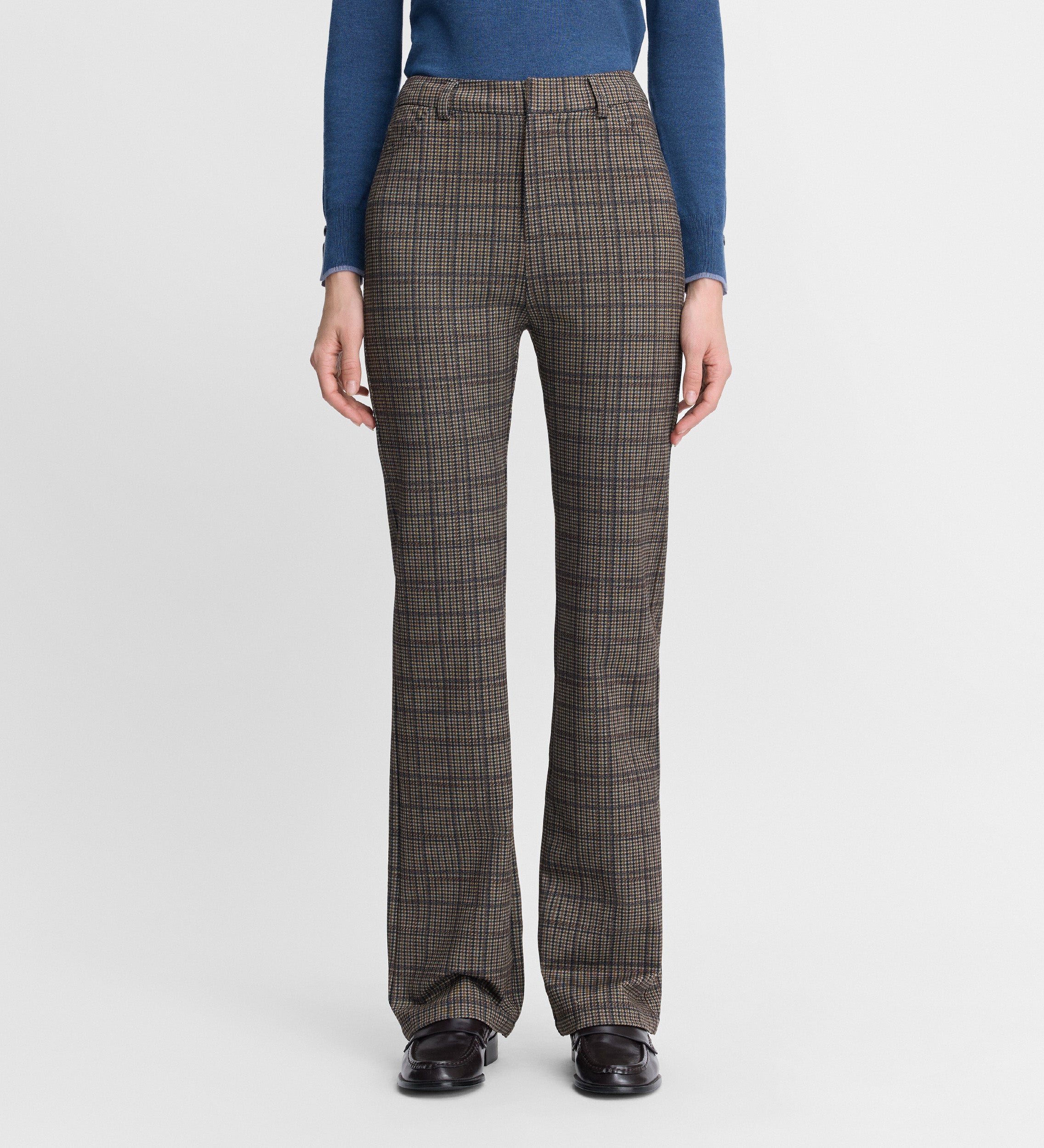 Elastic plaid pants