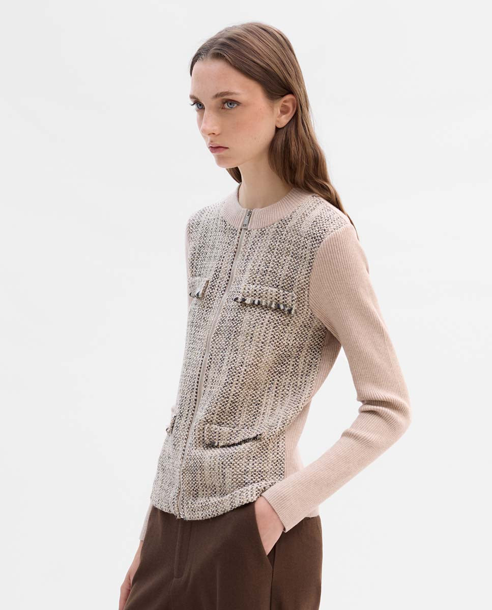 Bi-material knitted jacket