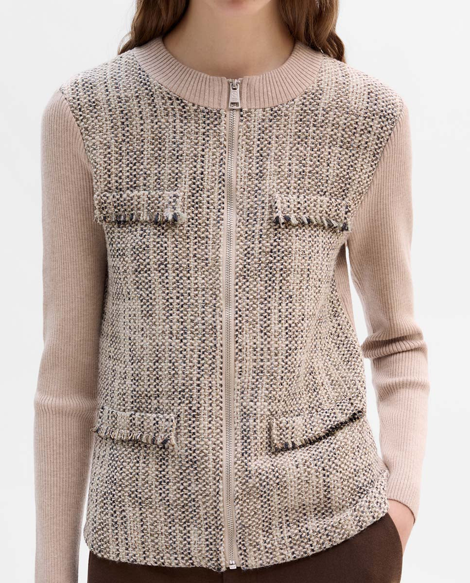 Bi-material knitted jacket