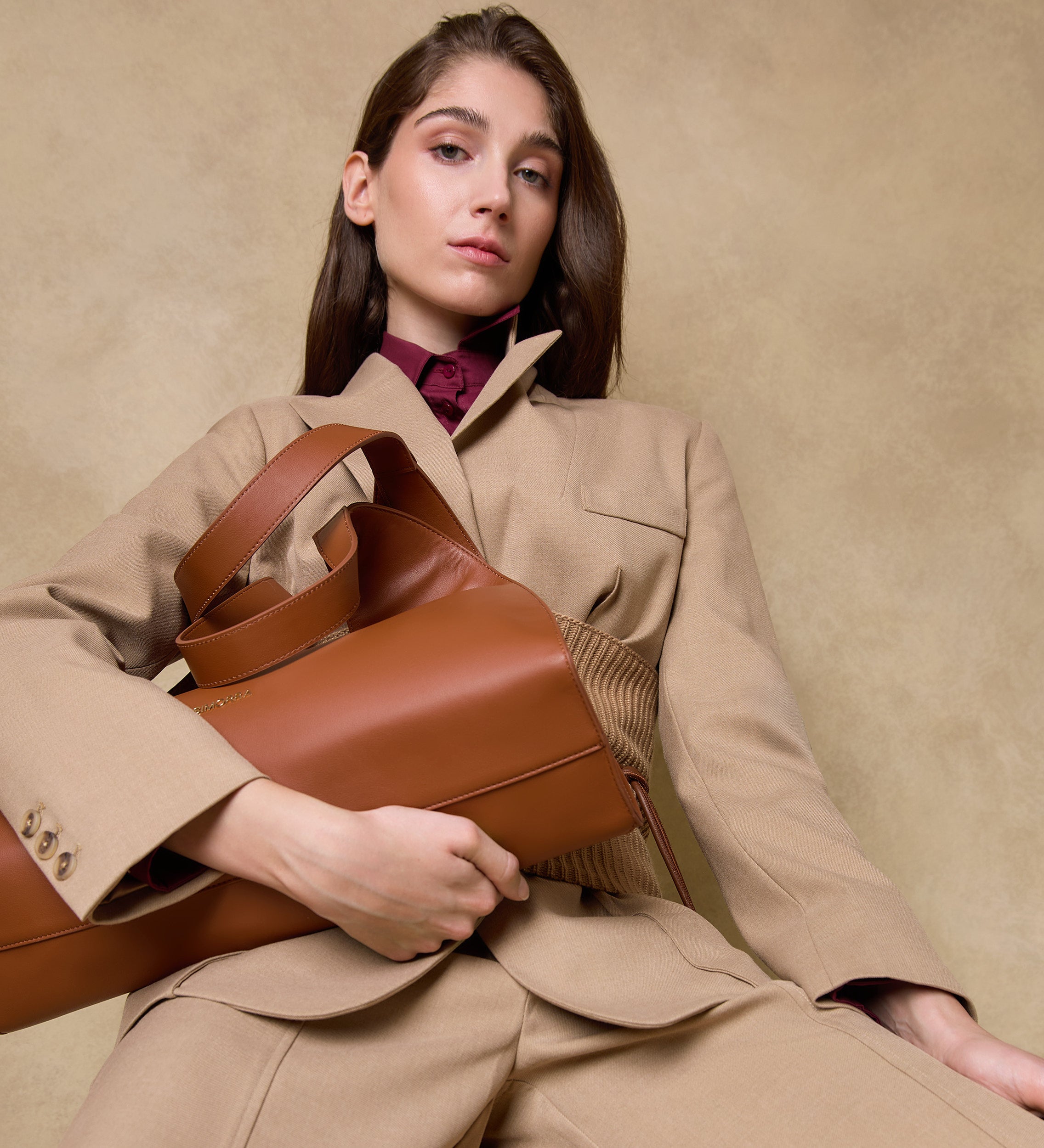 Bolso shopper combinado piel