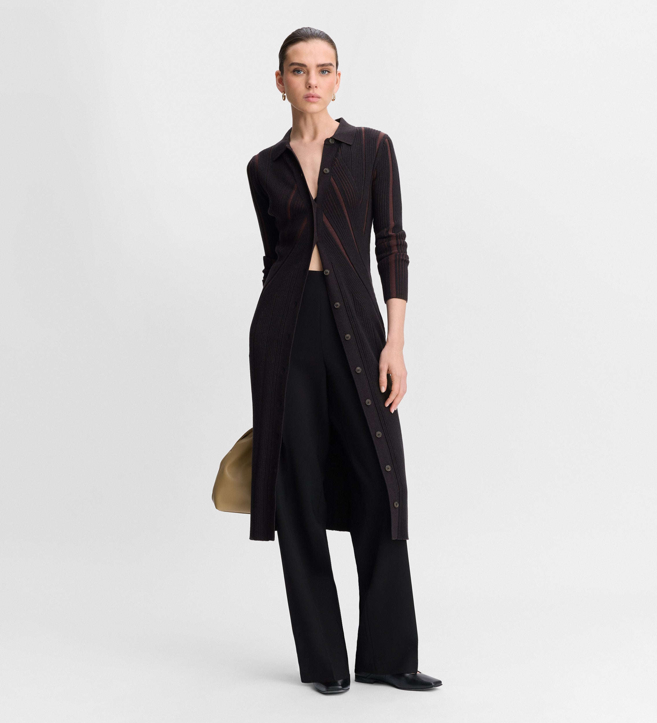 Long ribbed cardigan