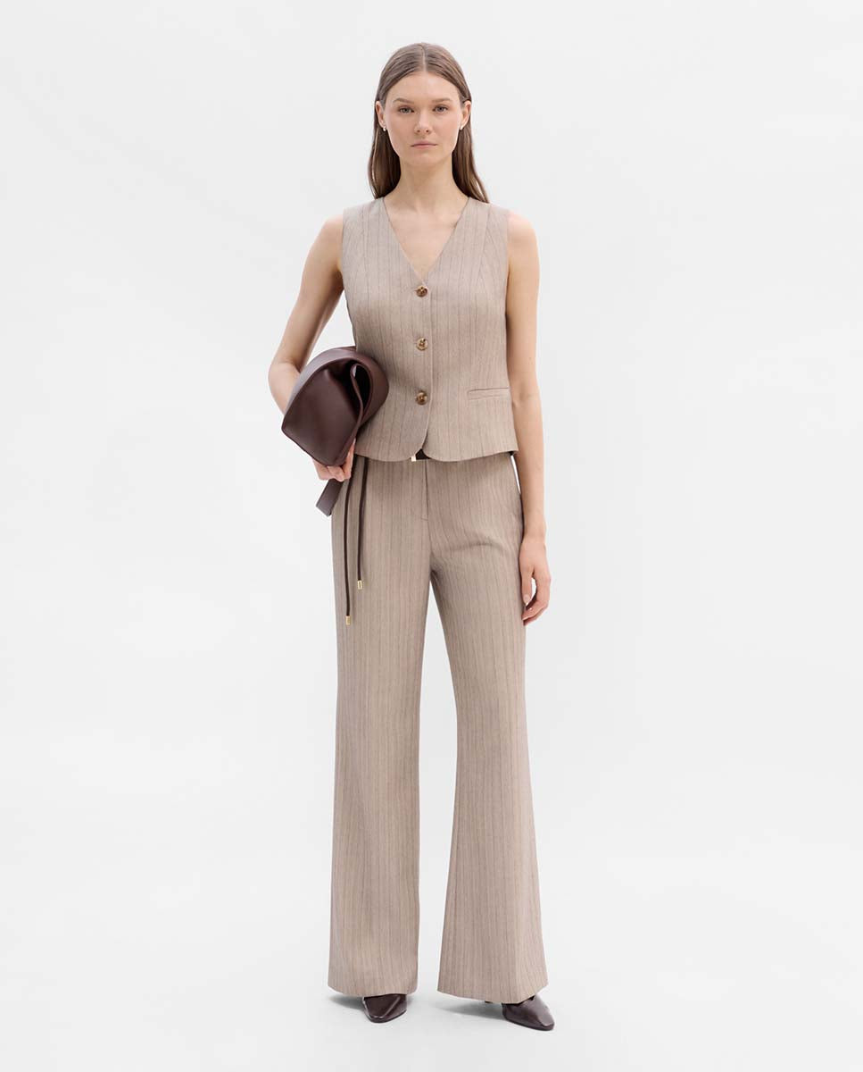 Pantalon rayé à jambes larges