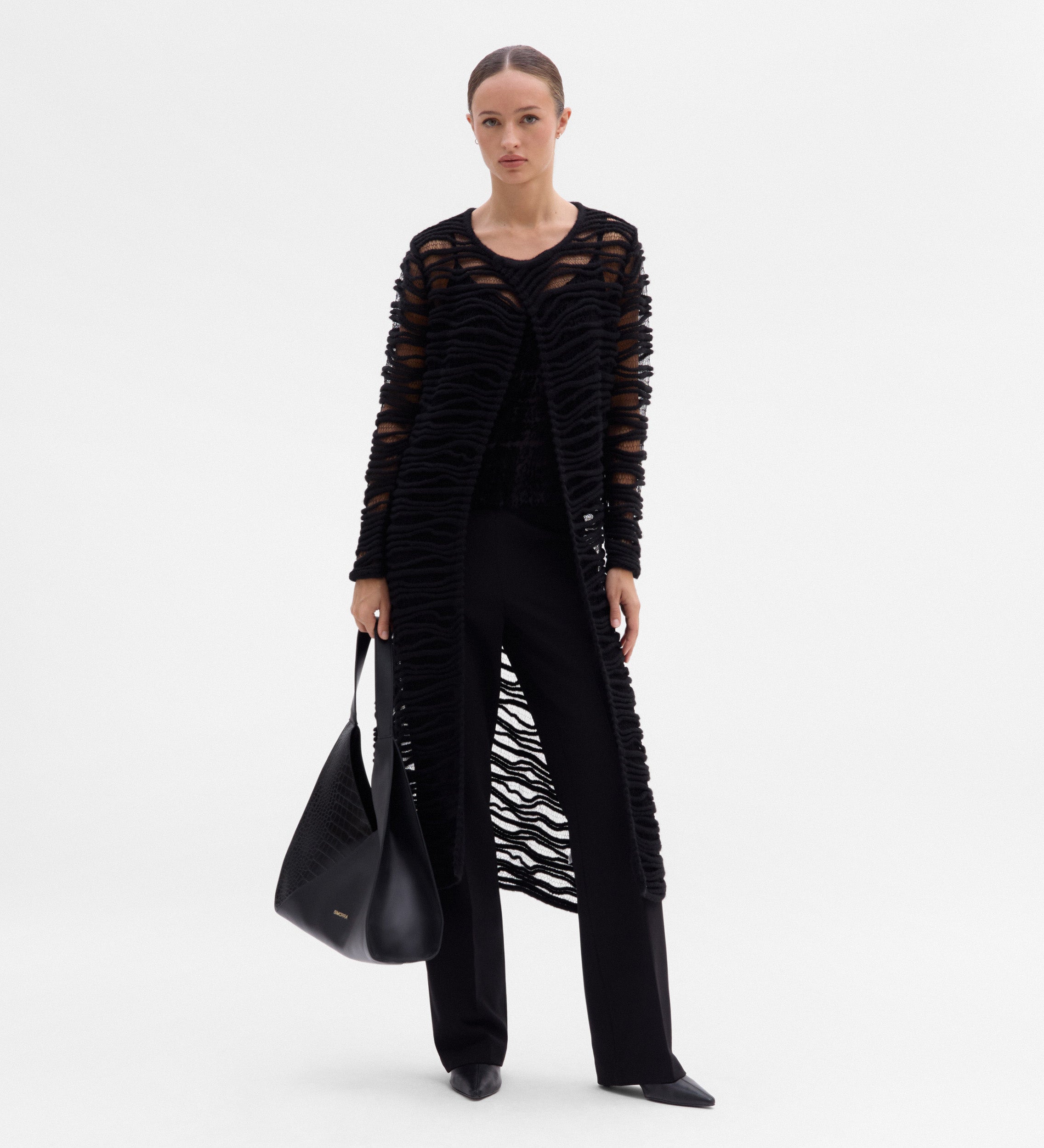 Longue redingote maille fantaisie