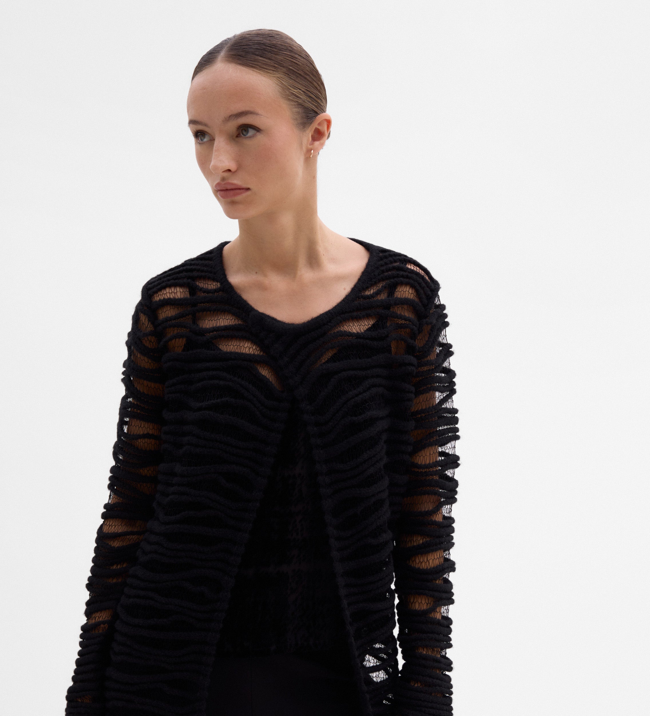 Longue redingote maille fantaisie