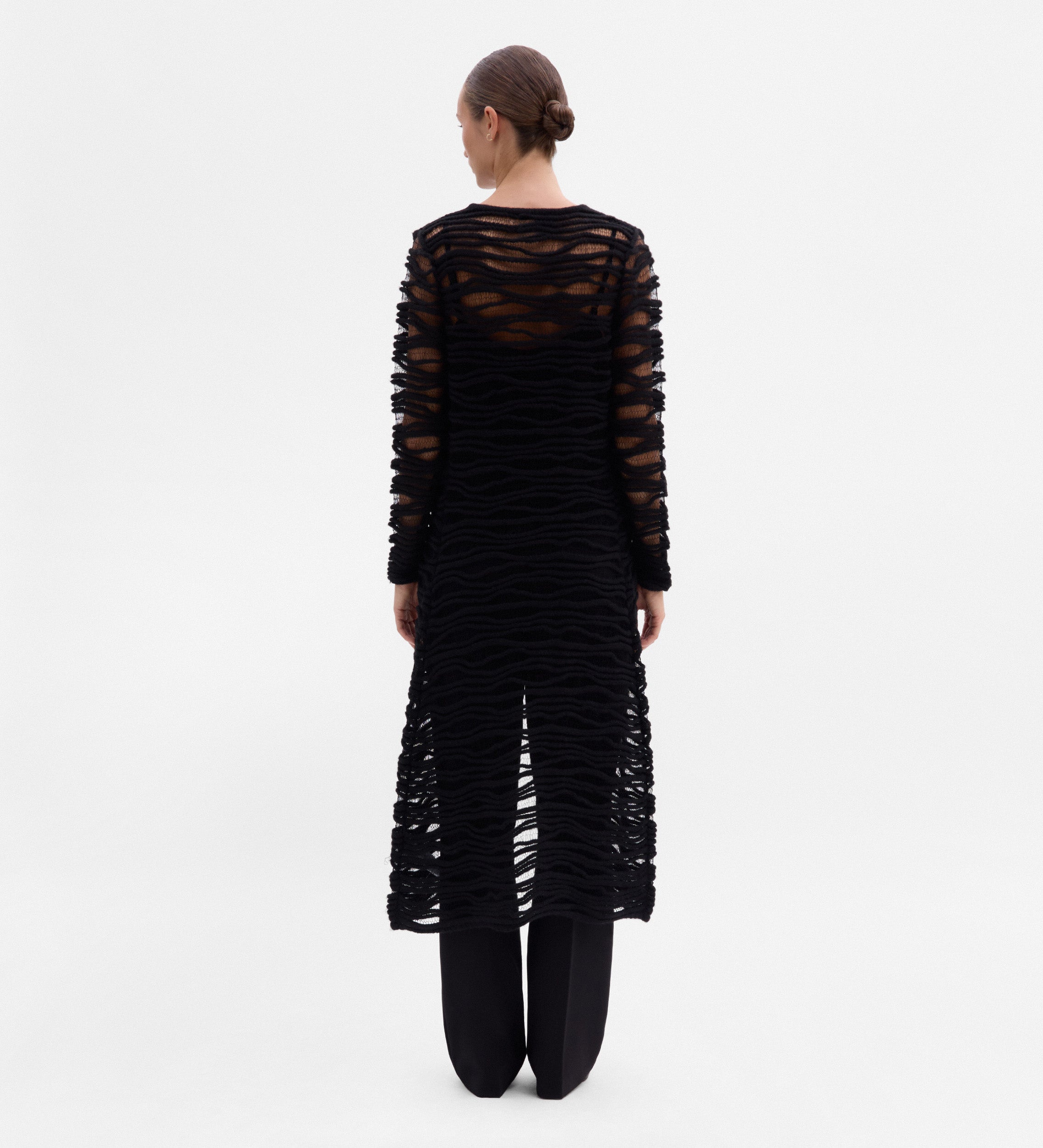 Longue redingote maille fantaisie