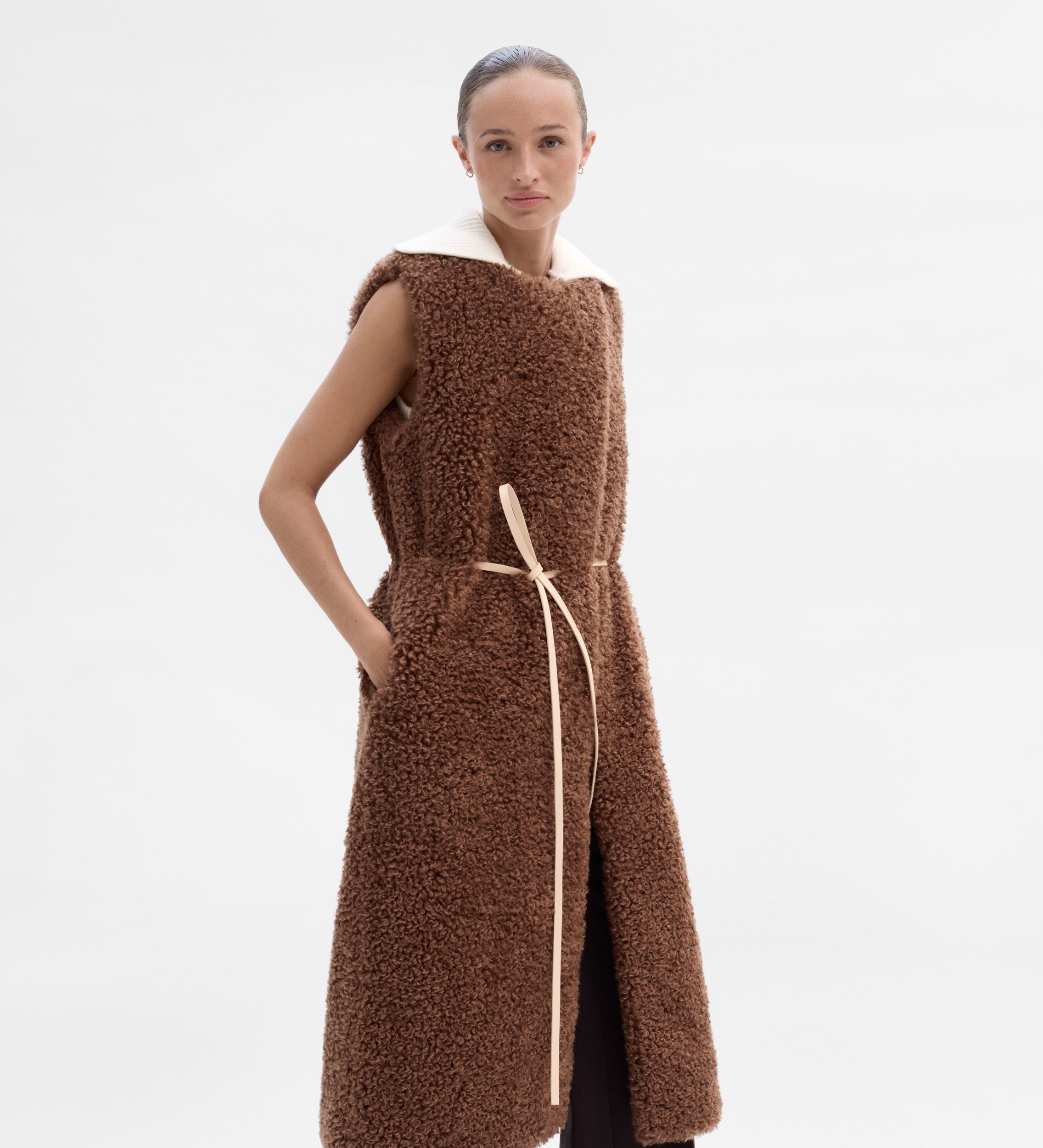 Gilet long peau mouton