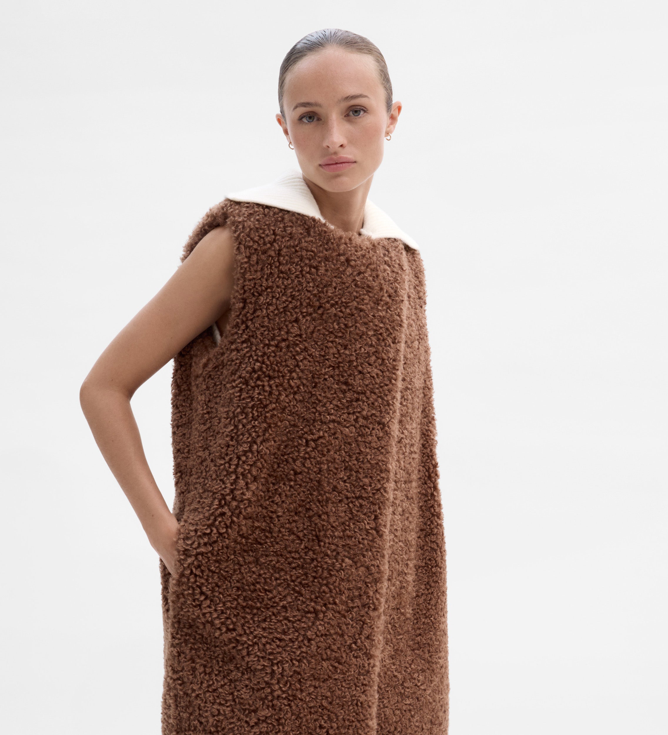 Gilet long peau mouton