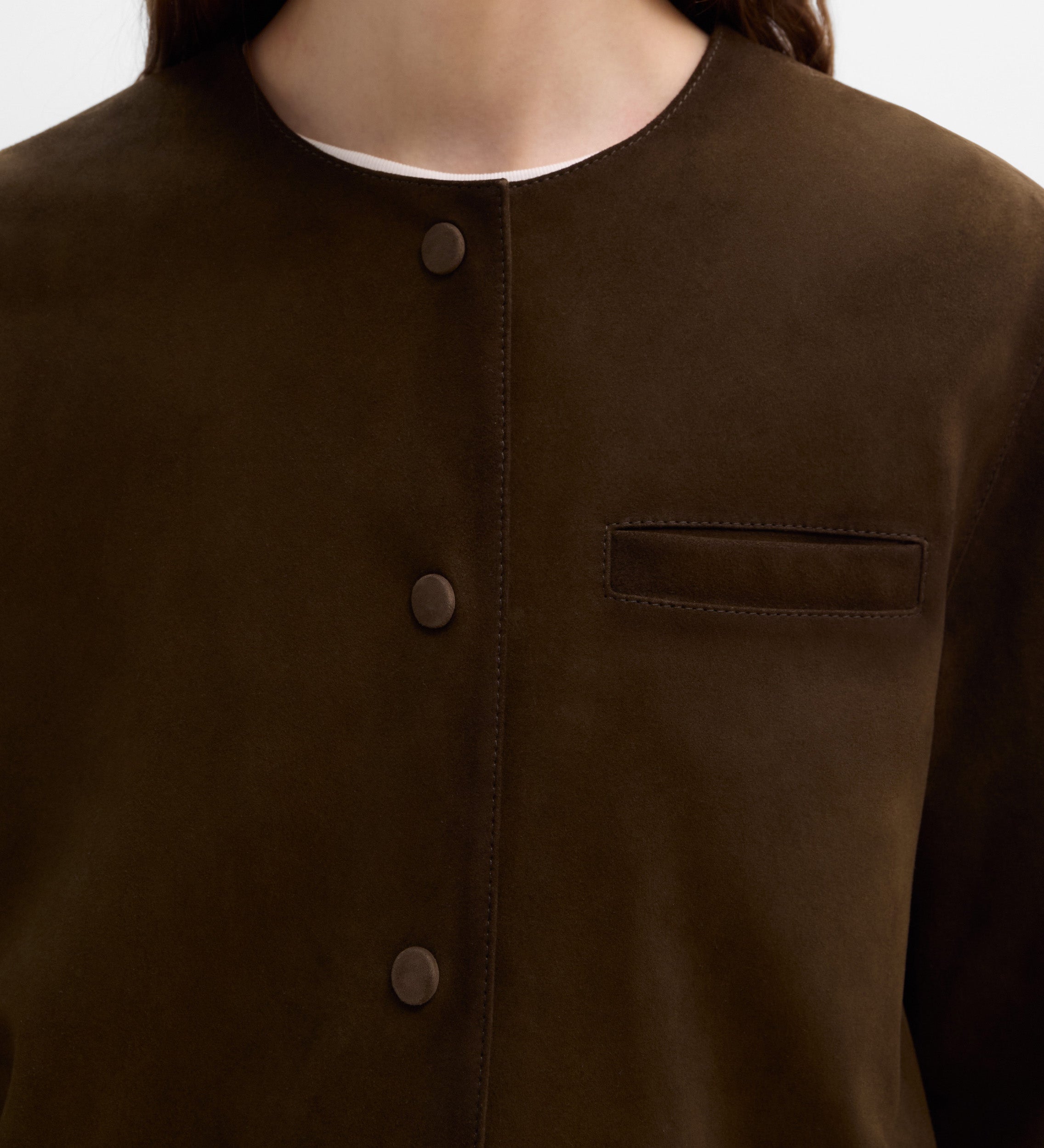 Veste daim col rond