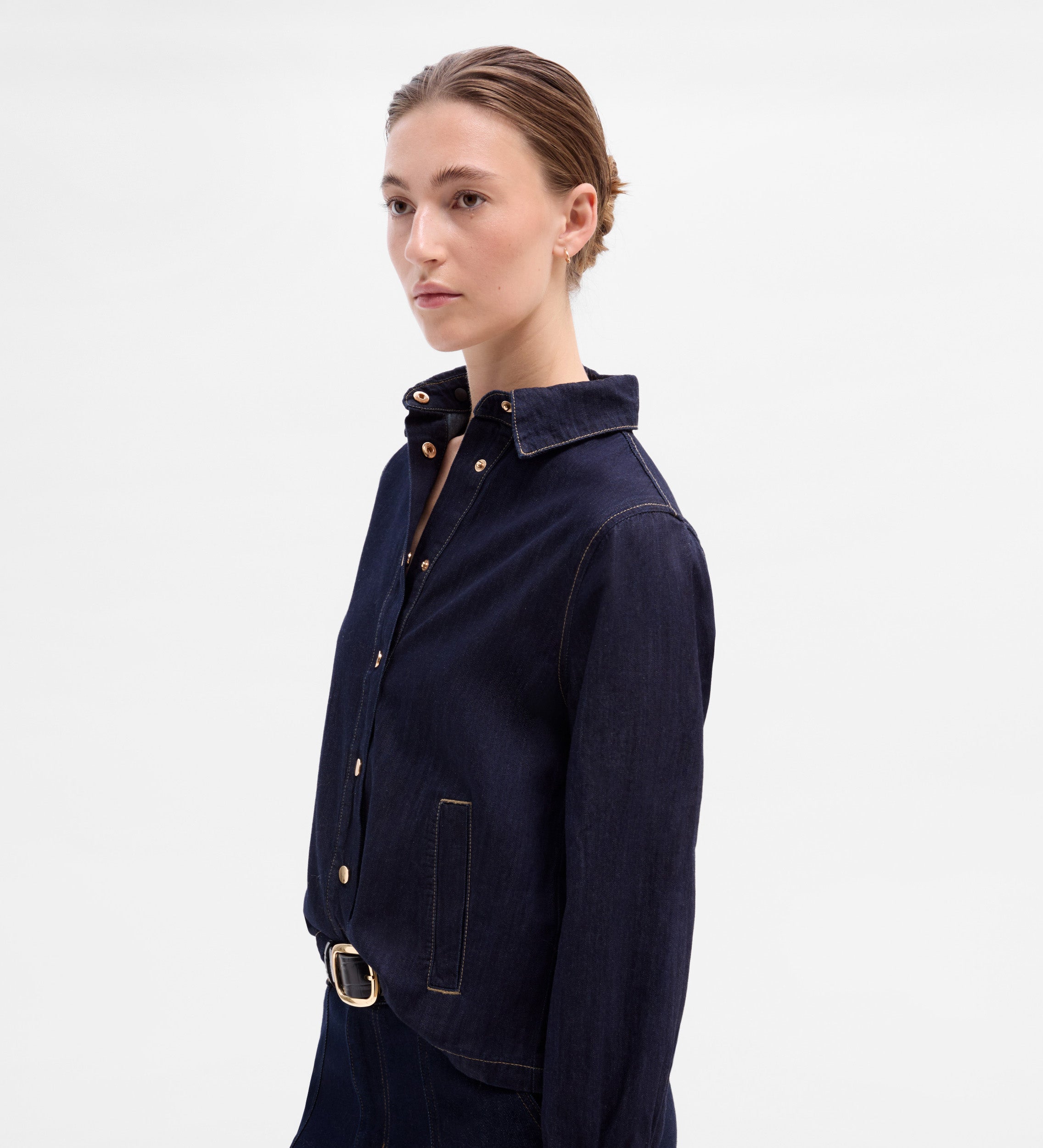 Denim cape blouse