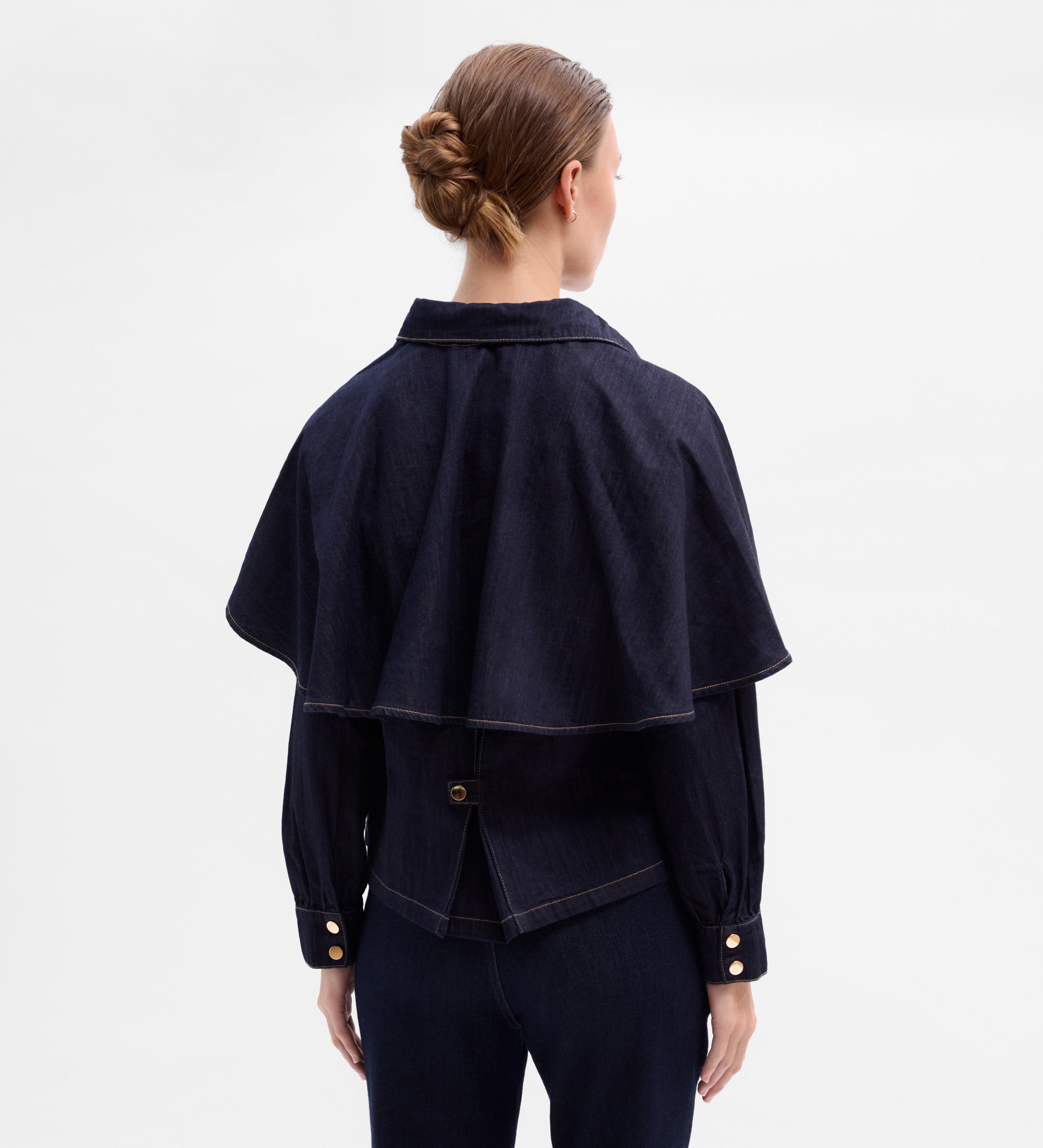 Denim cape blouse
